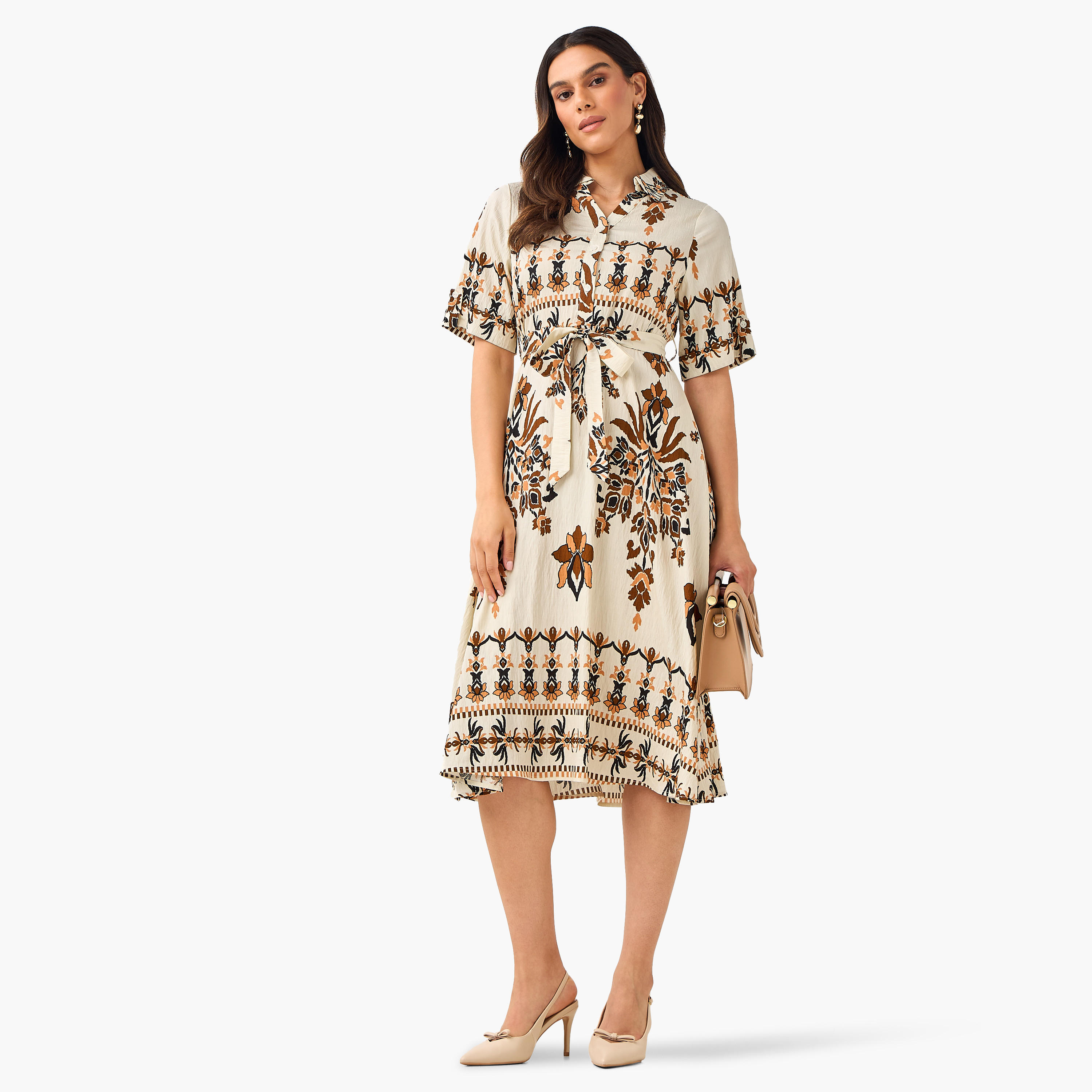 فستان قميص ميدي بحزام وتصميم بطبعات-women-clothing-dresses-image-3