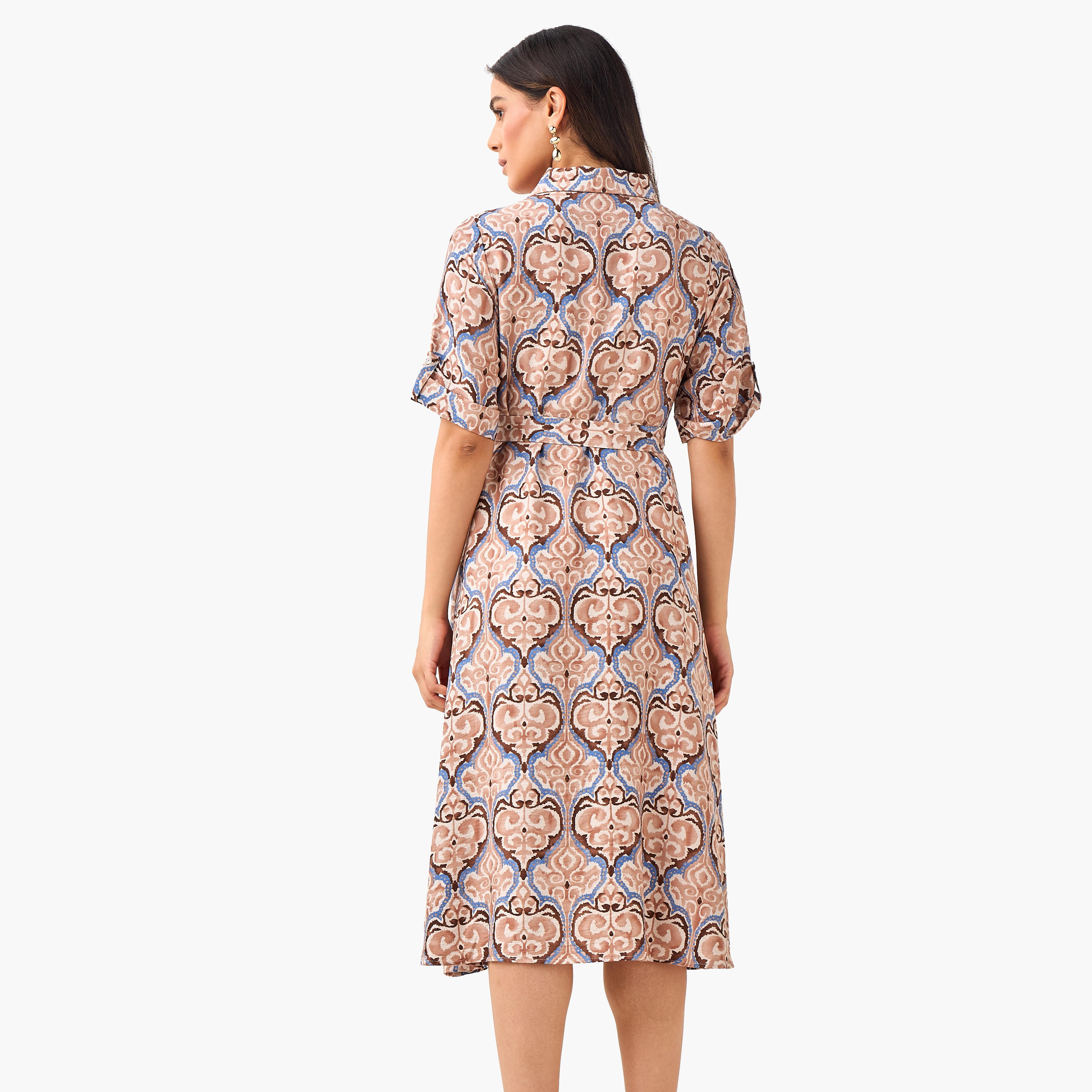 فستان قميص ميدي بحزام وتصميم بطبعات-women-clothing-dresses-image-4
