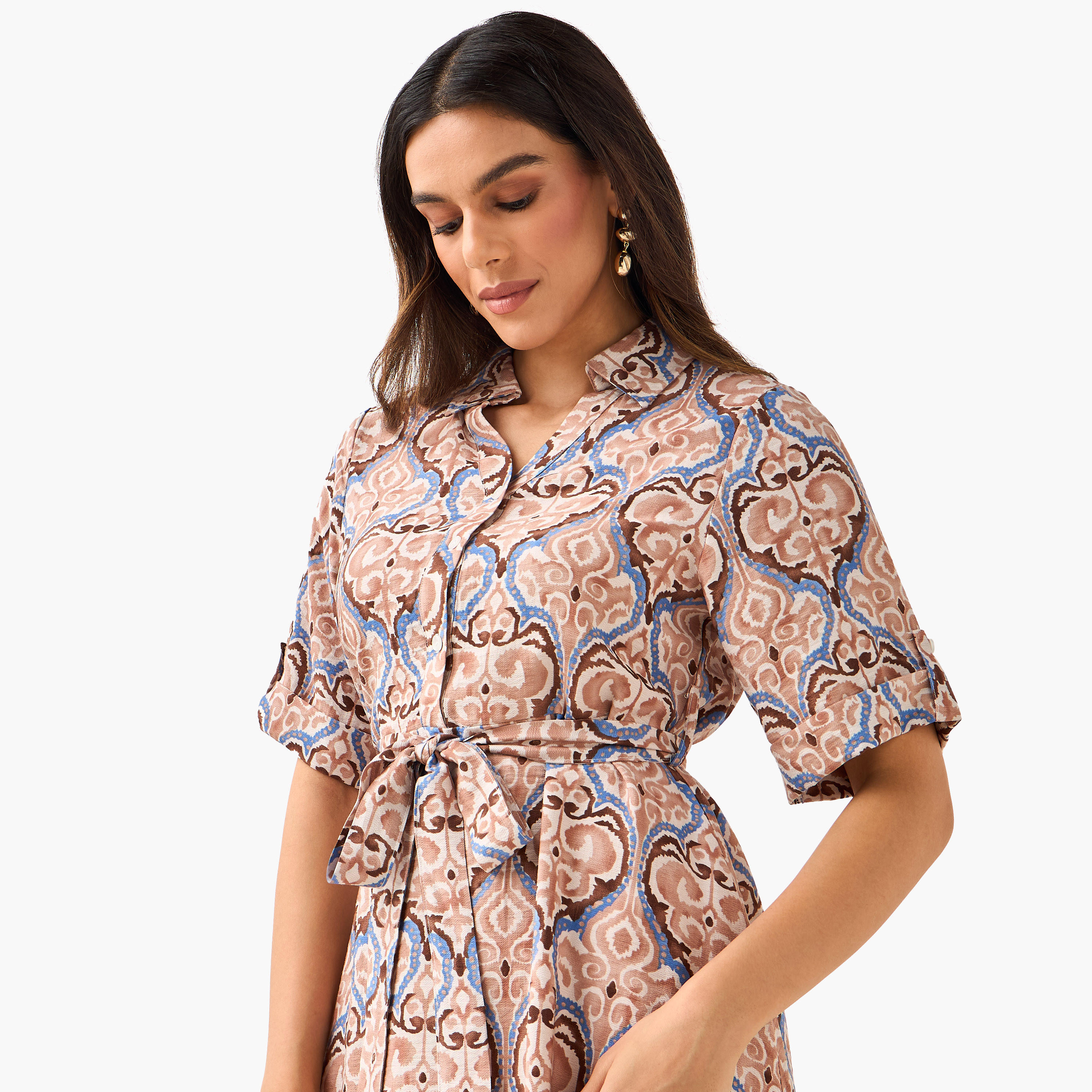 فستان قميص ميدي بحزام وتصميم بطبعات-women-clothing-dresses-image-5