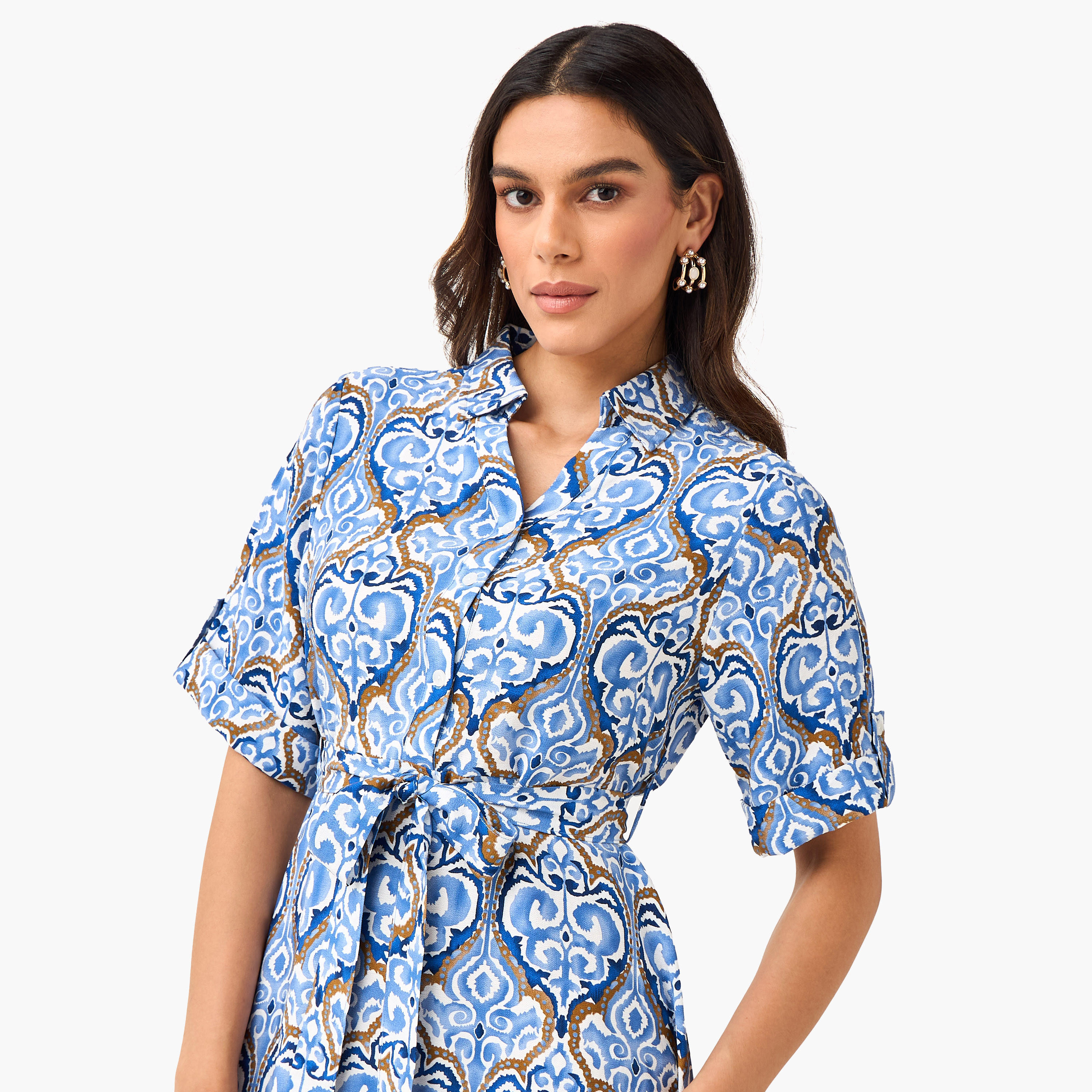 فستان قميص ميدي بحزام وتصميم بطبعات-women-clothing-dresses-image-5