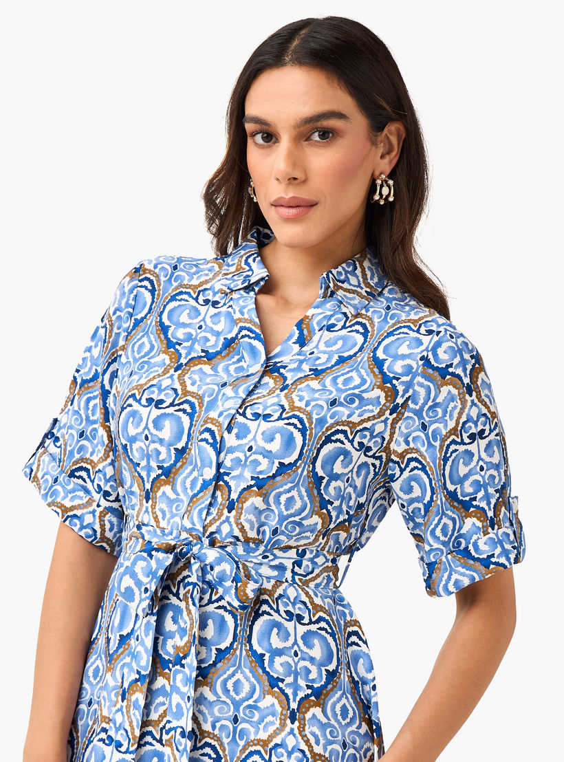 فستان قميص ميدي بحزام وتصميم بطبعات-women-clothing-dresses-image-5