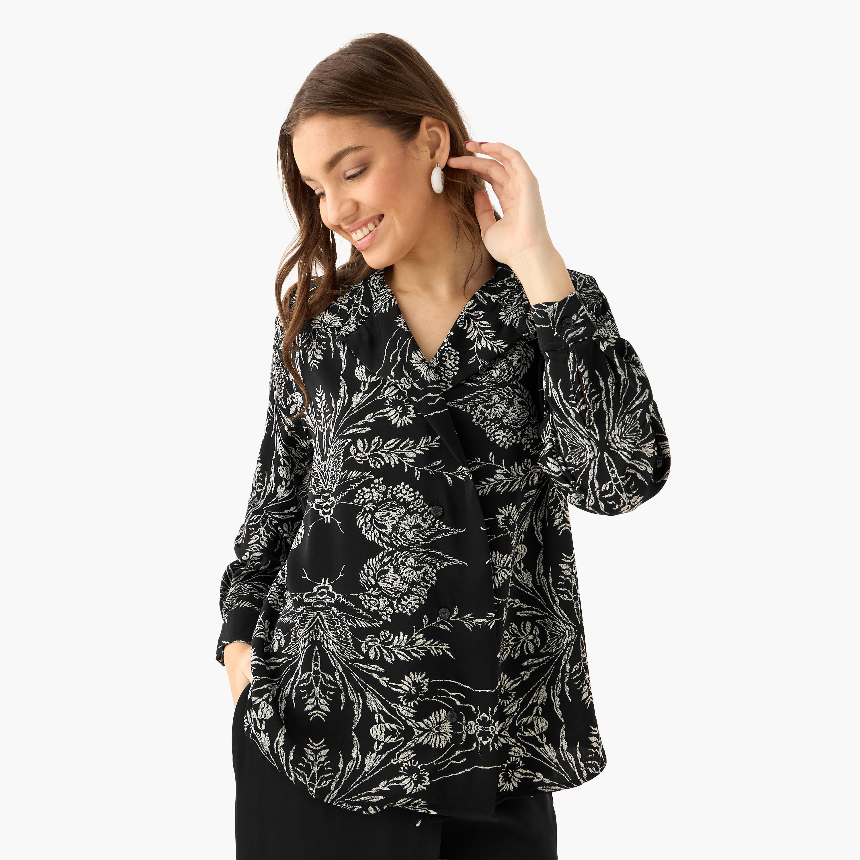 Shirt with Floral Print and High-Low Hem-women-clothing-shirtsandblouses-shirts-image-3