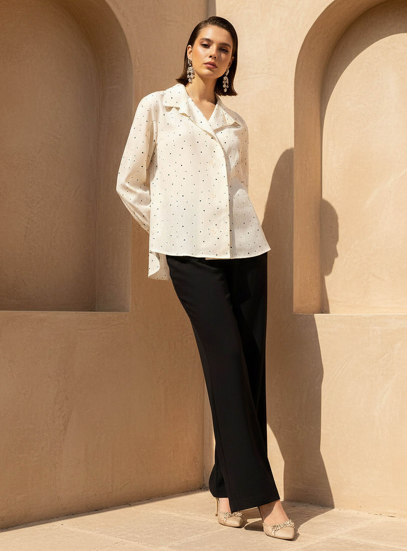 Shirt with Polka Dot Print and High-Low Hem-women-clothing-shirtsandblouses-shirts-image-2