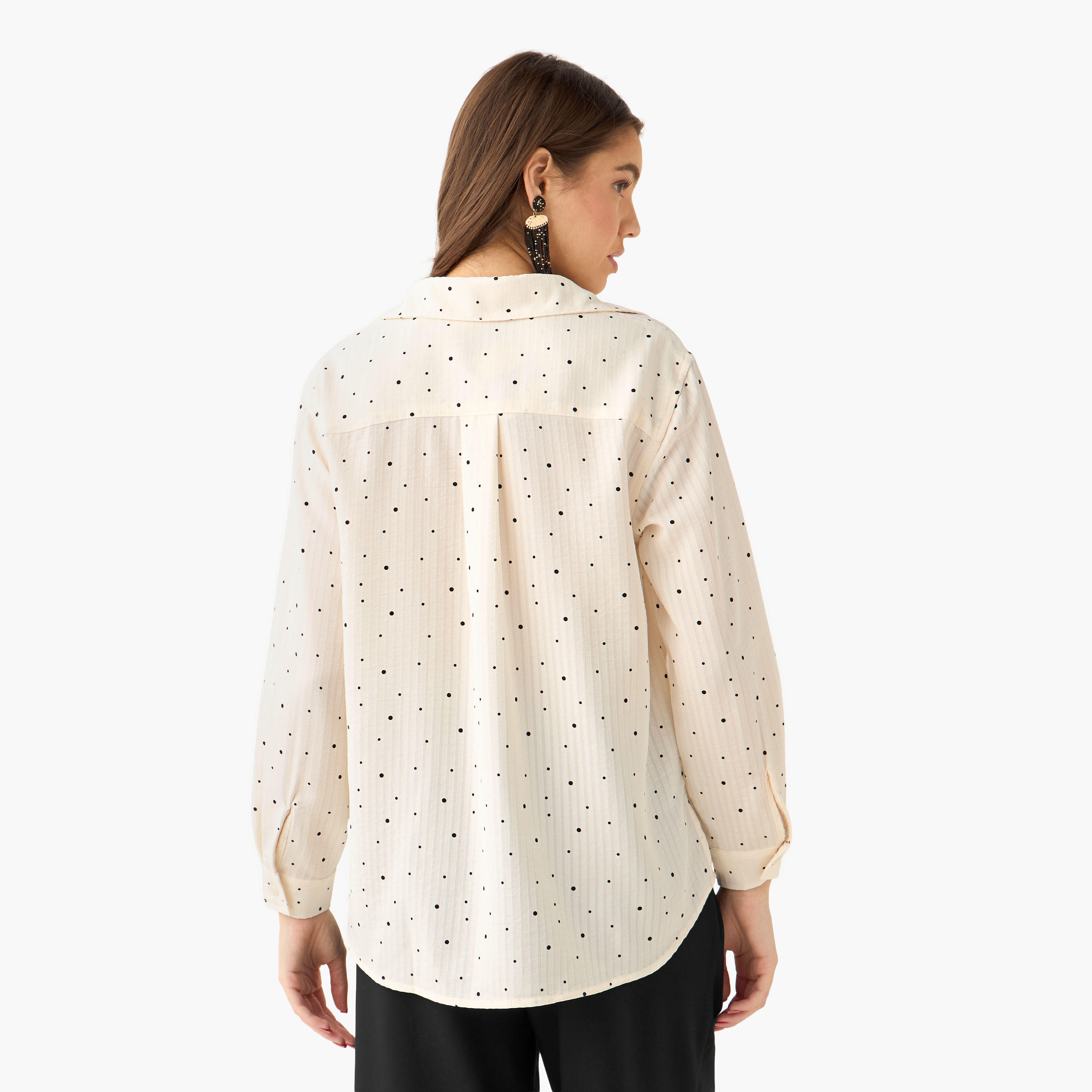 Shirt with Polka Dot Print and High-Low Hem-women-clothing-shirtsandblouses-shirts-image-5