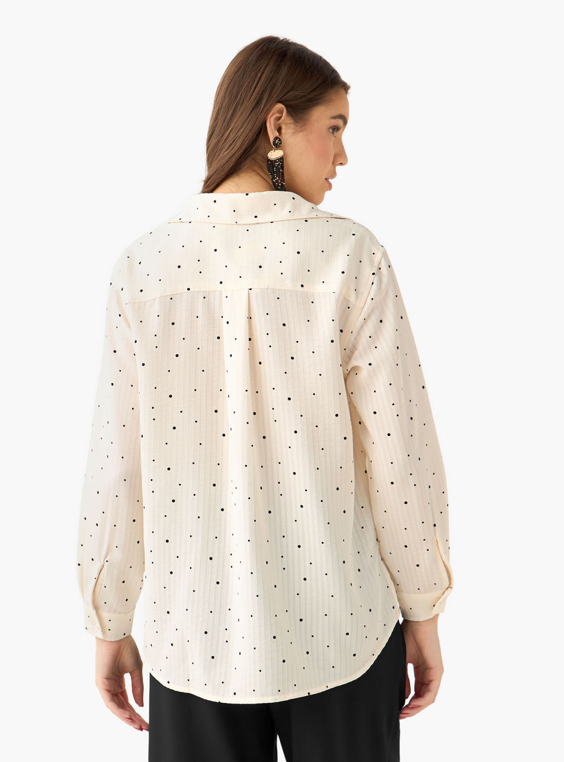 Shirt with Polka Dot Print and High-Low Hem-women-clothing-shirtsandblouses-shirts-image-5