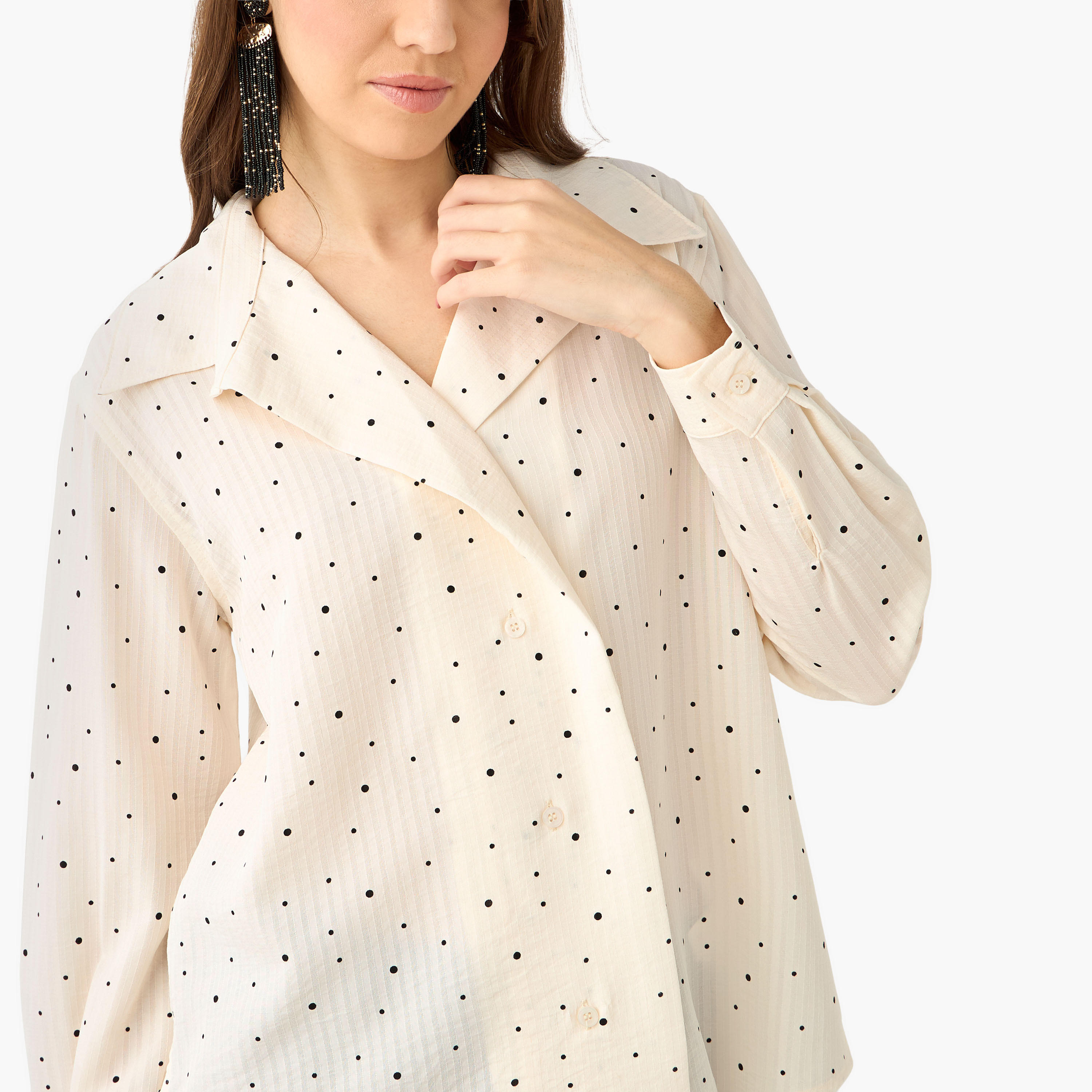 Shirt with Polka Dot Print and High-Low Hem-women-clothing-shirtsandblouses-shirts-image-6