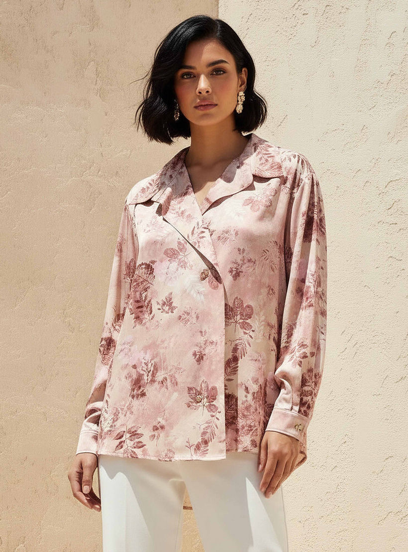 Shirt with Floral Print and High-Low Hem-women-clothing-shirtsandblouses-shirts-image-1