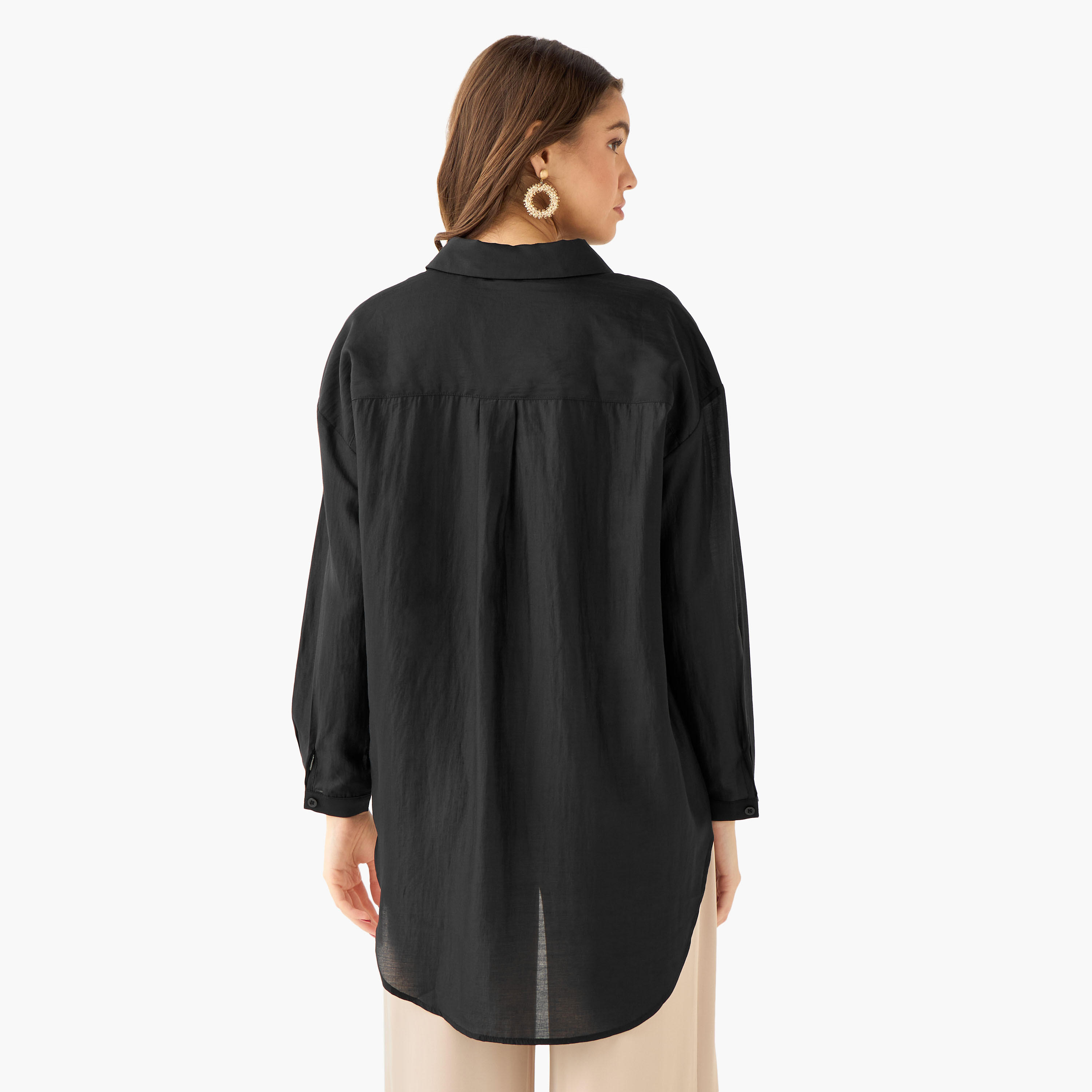 High Low Shirt with Concealed Placket-women-clothing-shirtsandblouses-shirts-image-4