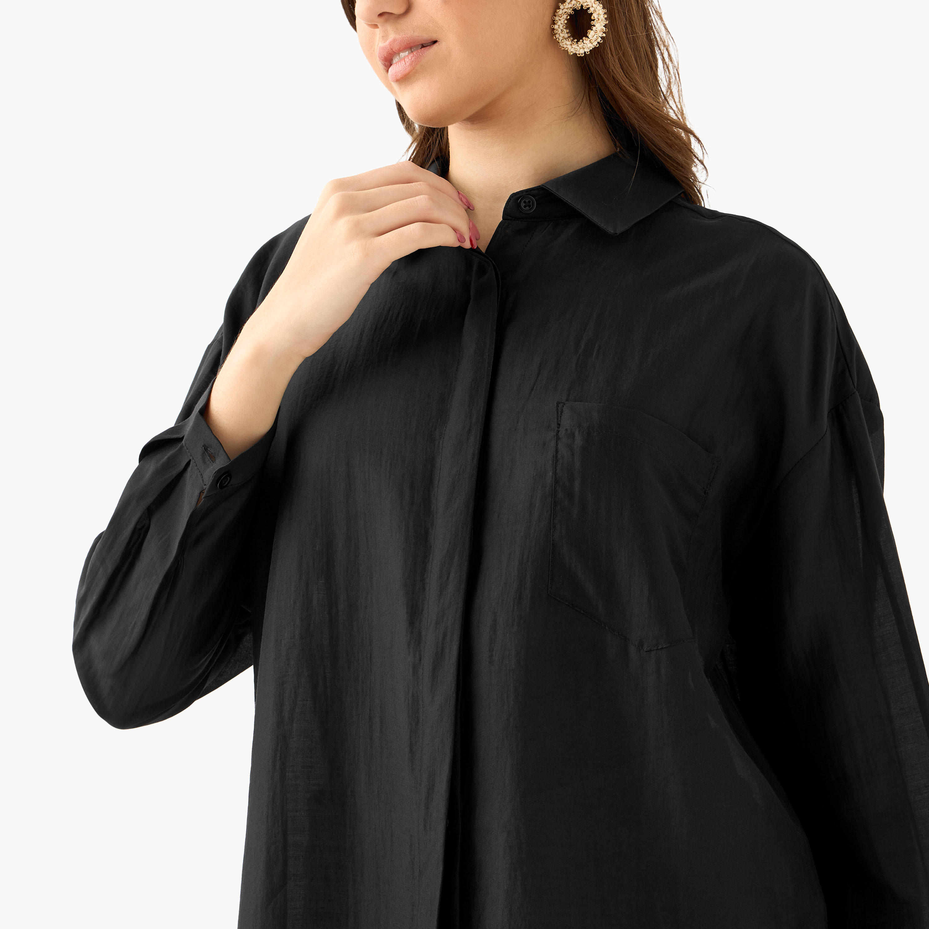 High Low Shirt with Concealed Placket-women-clothing-shirtsandblouses-shirts-image-5