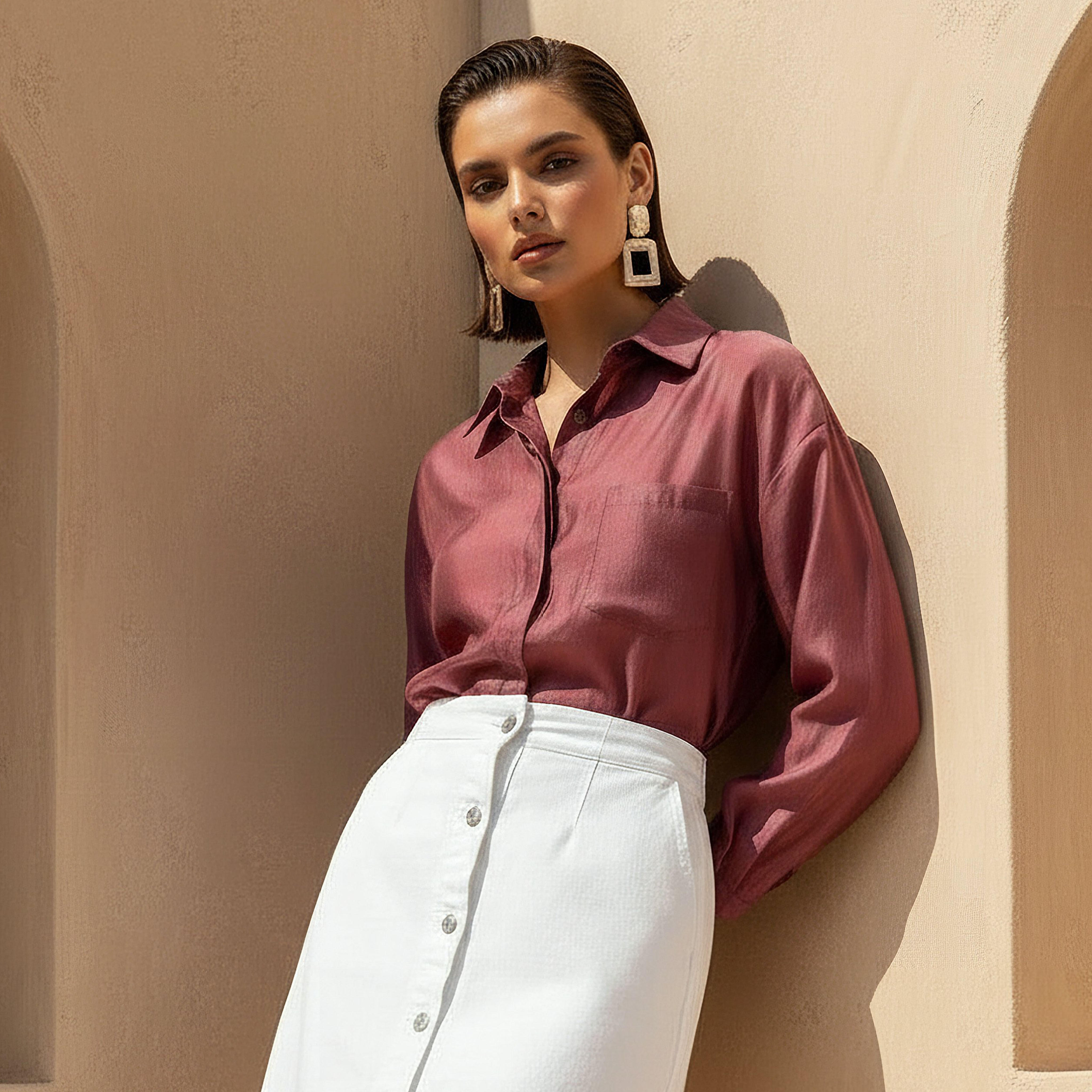 قميص بوصلة أزرار مخفية وطول غير متساوي-women-clothing-shirtsandblouses-shirts-image-8