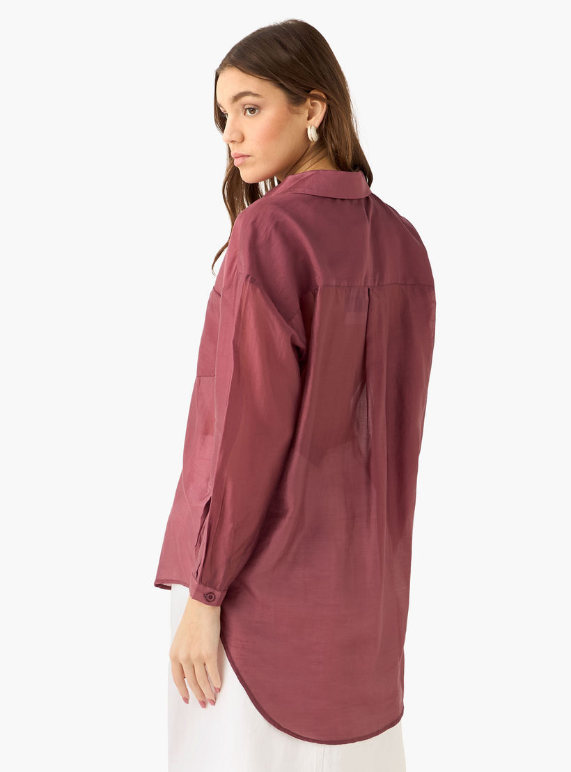 قميص بوصلة أزرار مخفية وطول غير متساوي-women-clothing-shirtsandblouses-shirts-image-4