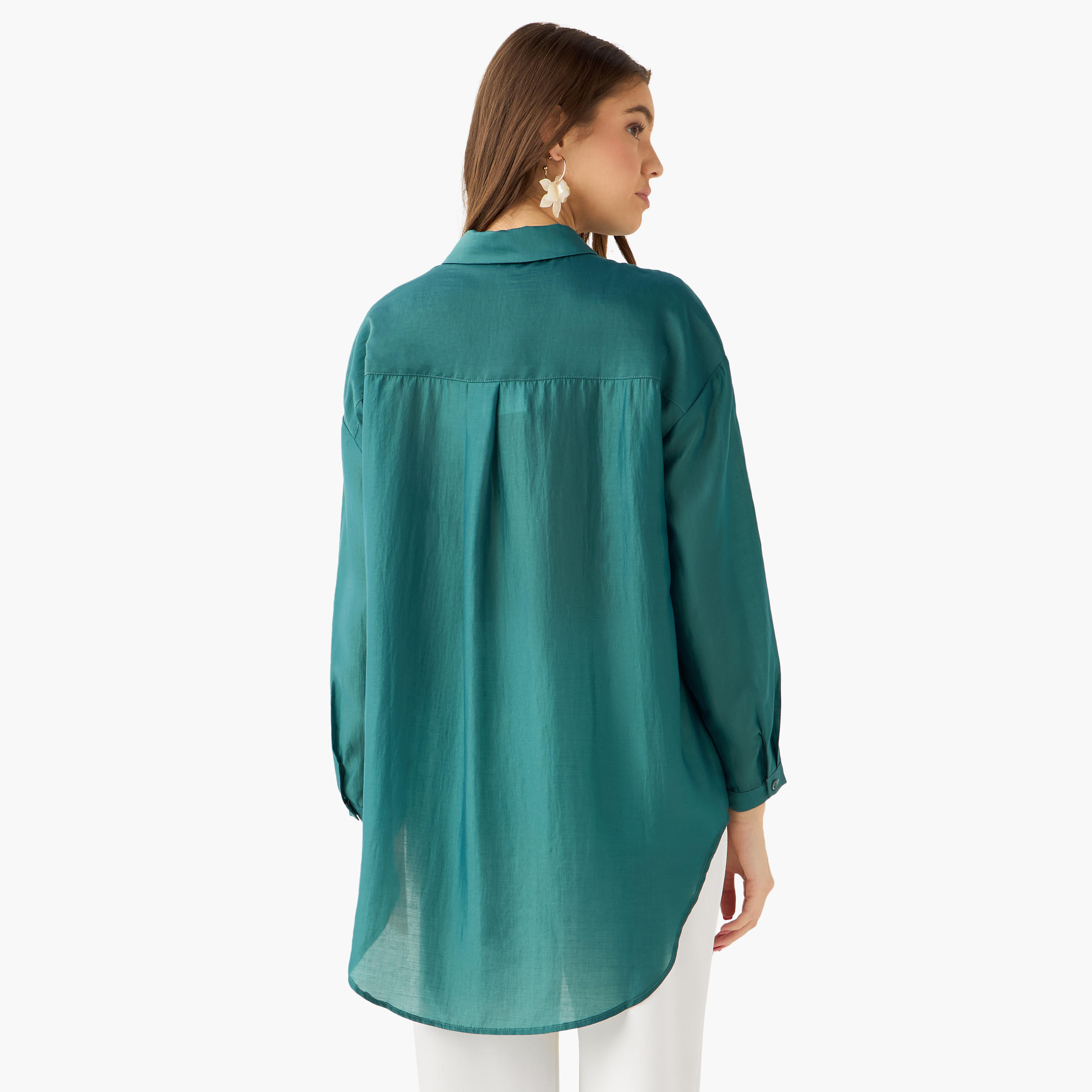 High Low Shirt with Concealed Placket-women-clothing-shirtsandblouses-shirts-image-4