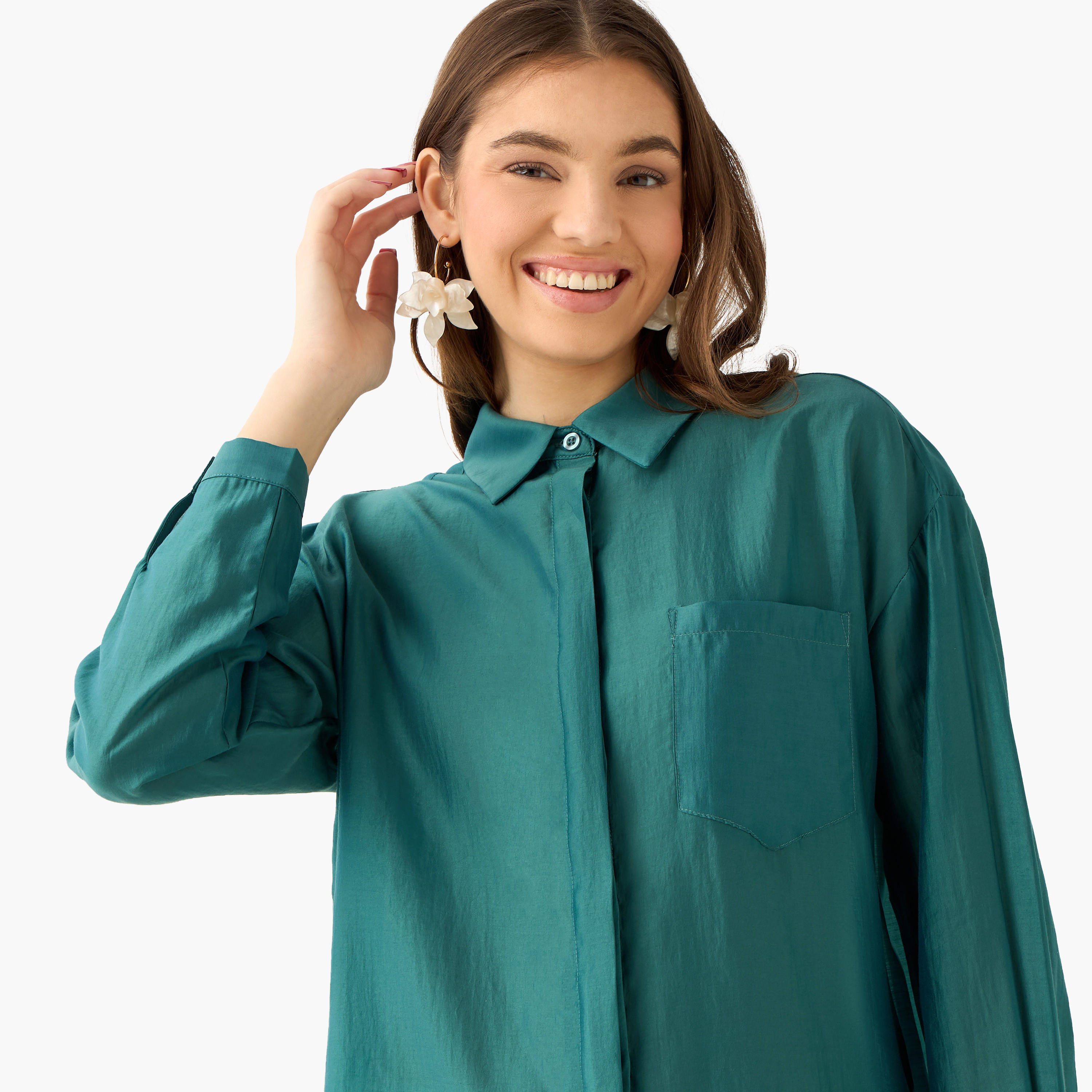 High Low Shirt with Concealed Placket-women-clothing-shirtsandblouses-shirts-image-5