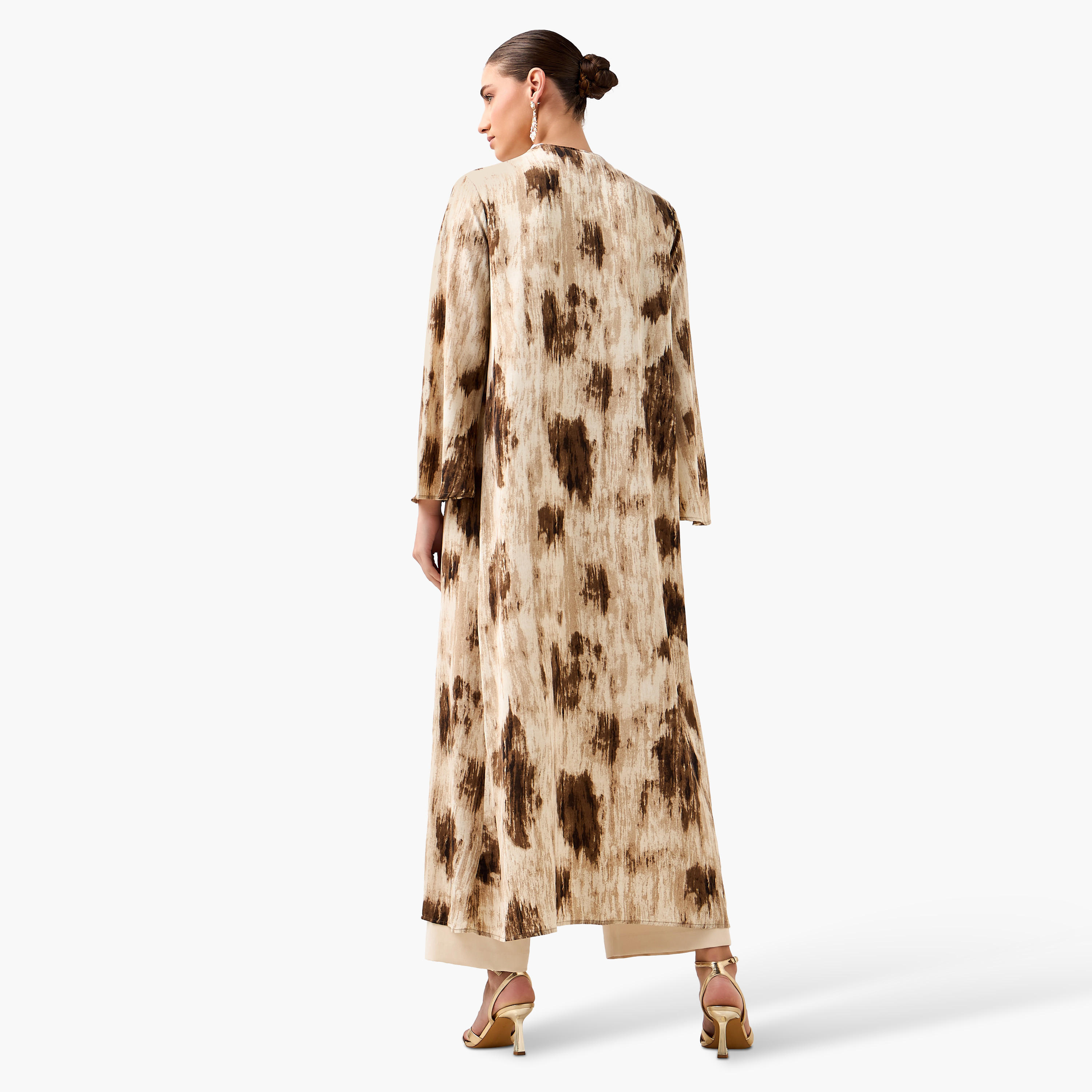 Regular Fit Kimono Abaya Shrug with Print-women-arabicclothing-abayas-image-5