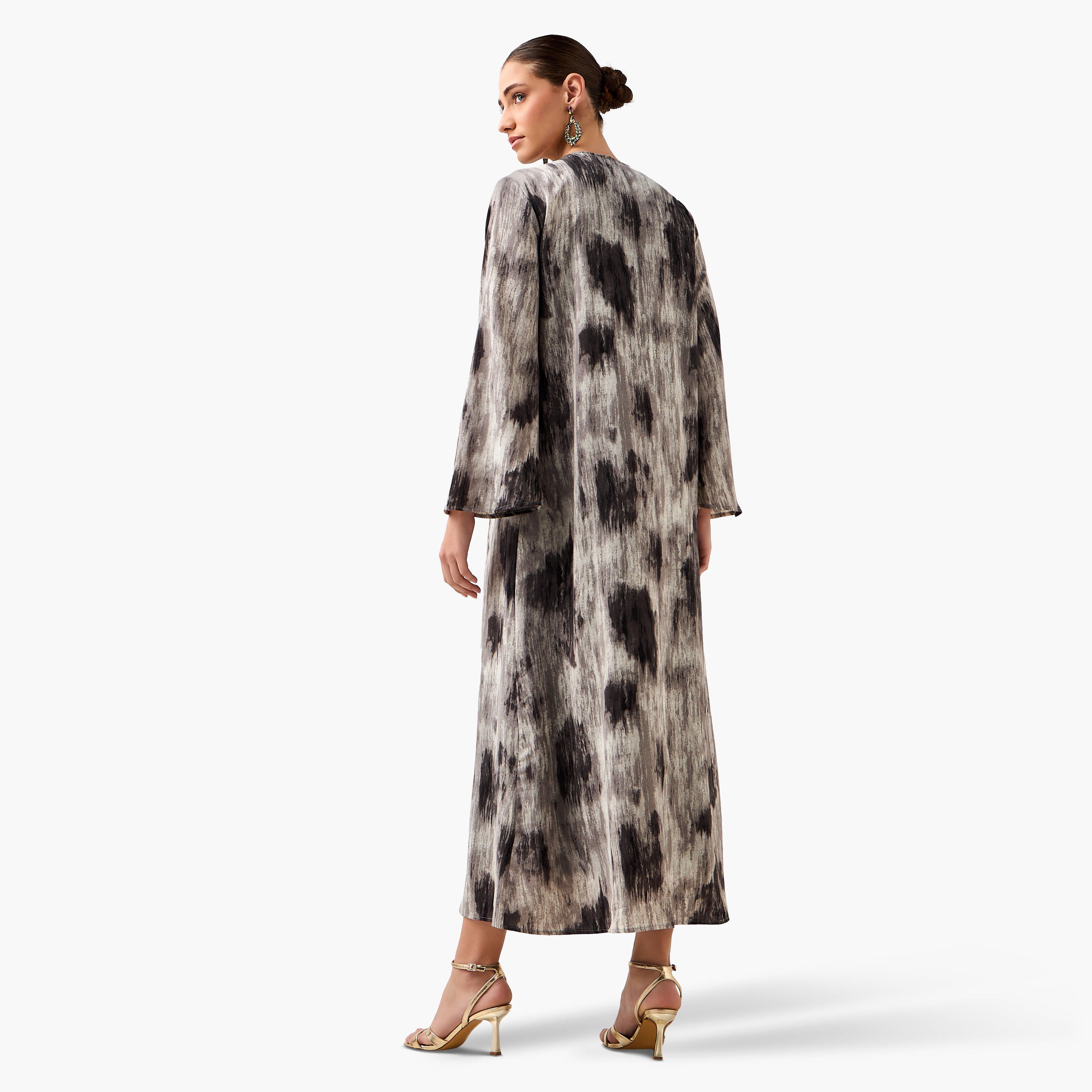 Regular Fit Kimono Abaya Shrug with Print-women-arabicclothing-abayas-image-5