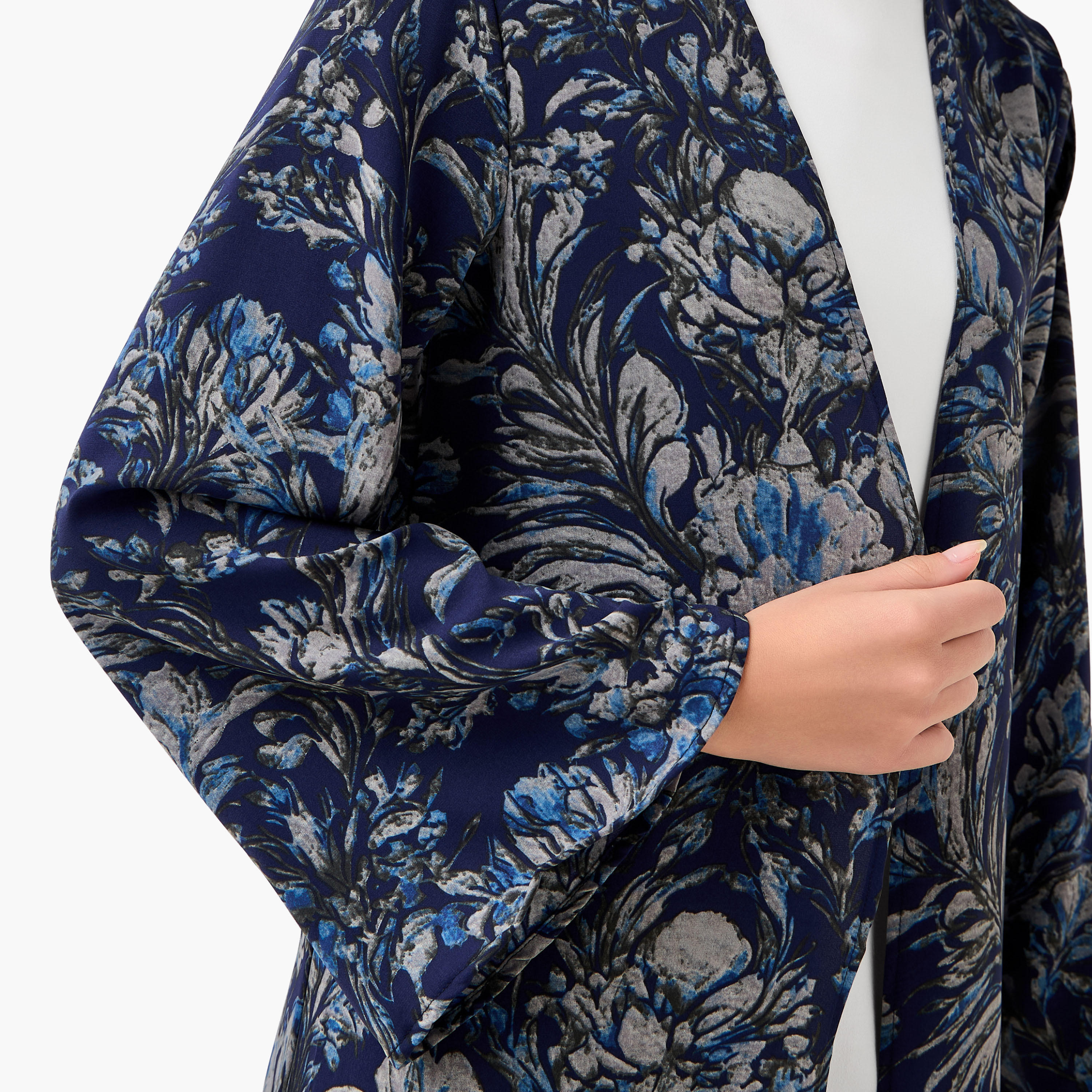 Regular Fit Kimono Abaya Shrug with Print-women-arabicclothing-abayas-image-7