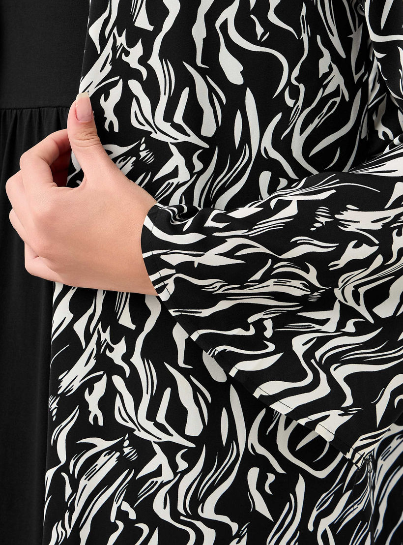 Regular Fit Kimono Abaya Shrug with Print-women-arabicclothing-abayas-image-5