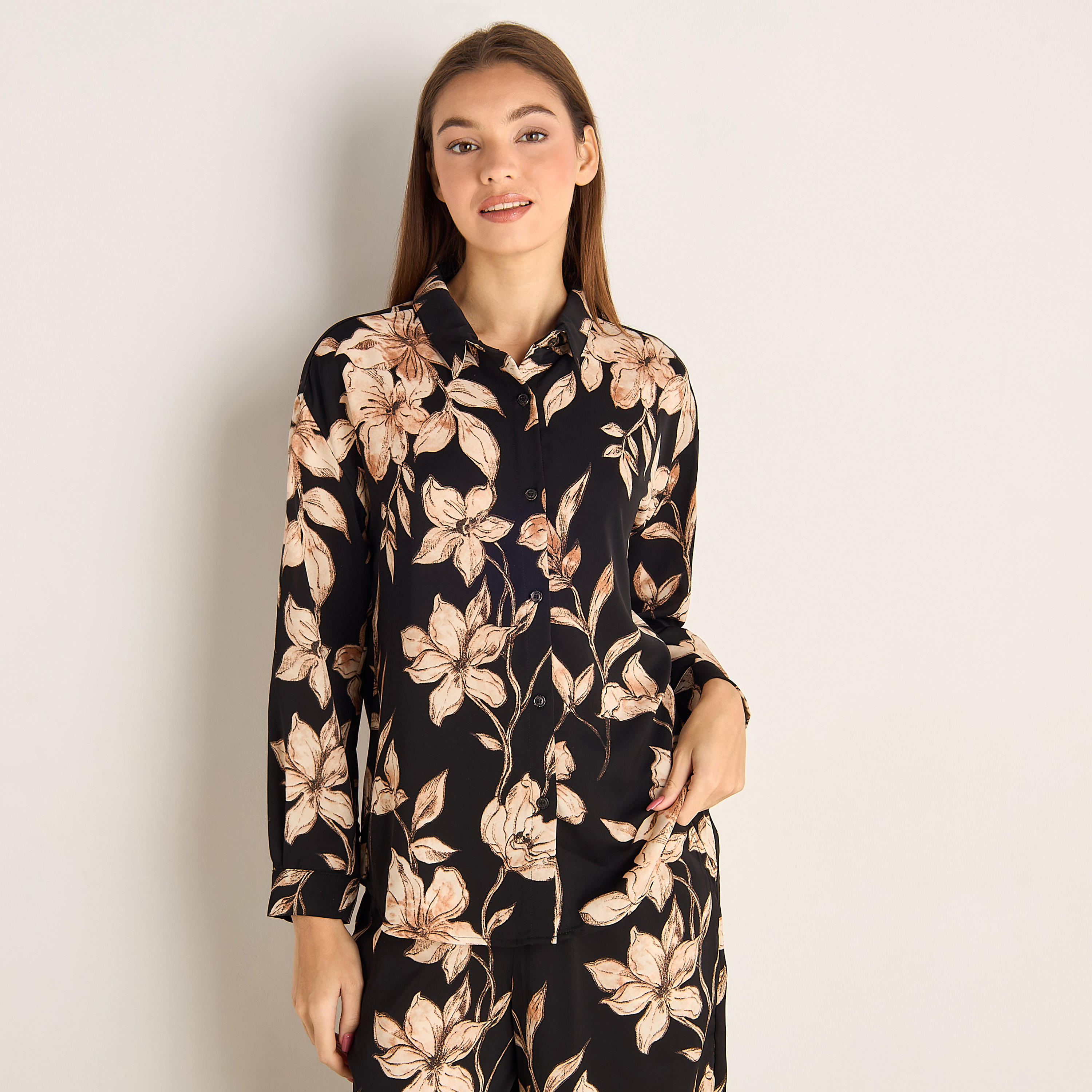 Pyjama Set Button-Down Shirt & Trousers-women-clothing-coordsets-image-4