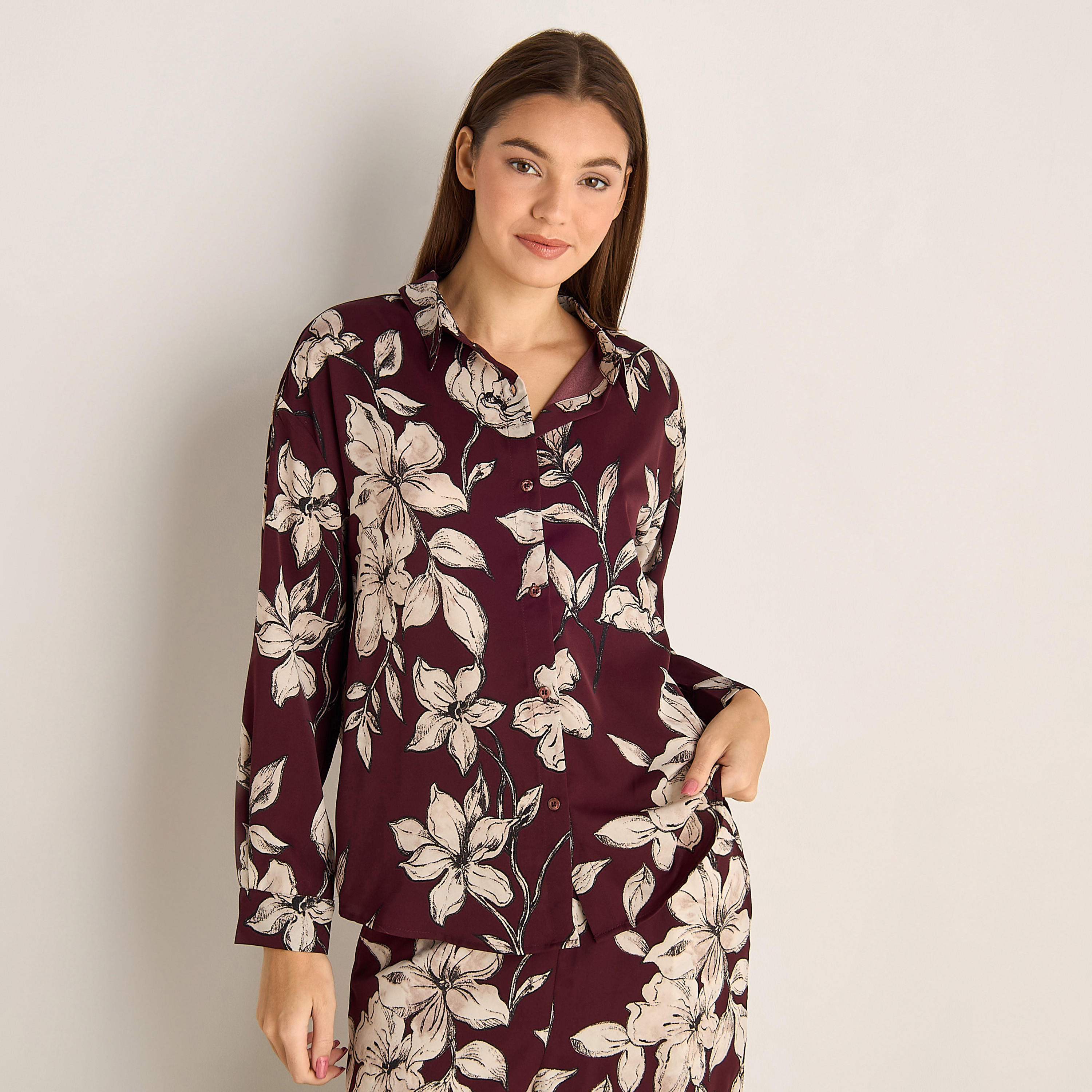 طقم بيجاما قميص وبنطلون-women-clothing-coordsets-image-3