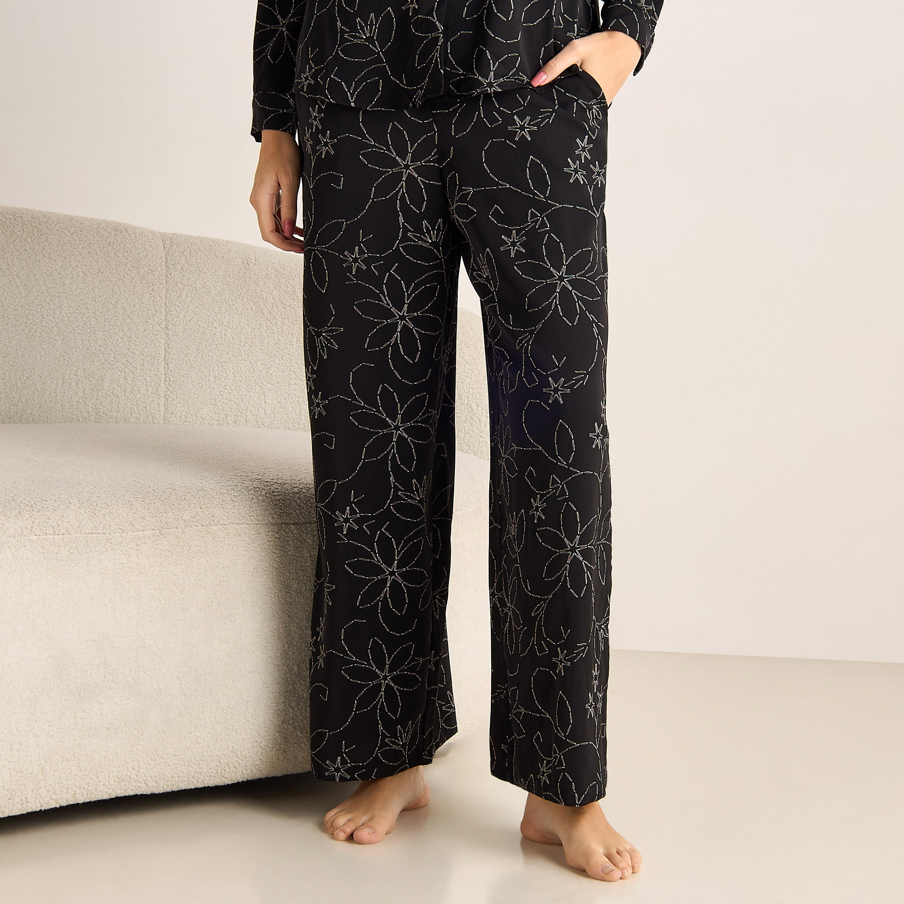 Pyjama Set Button-Down Shirt & Trousers-women-clothing-coordsets-image-4