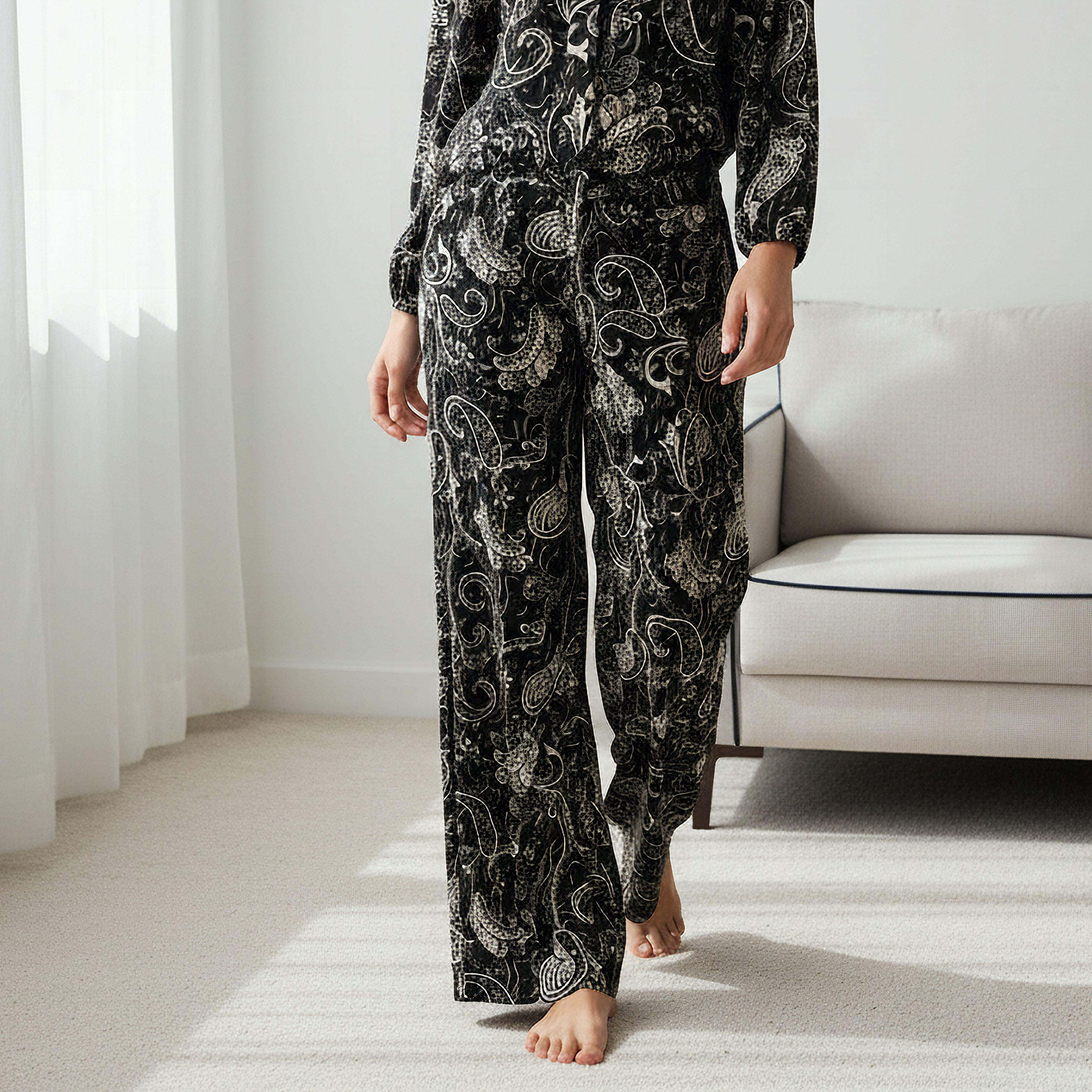 Printed Neck Tie Blouse with Bottom Co-ord Set-women-clothing-coordsets-image-6