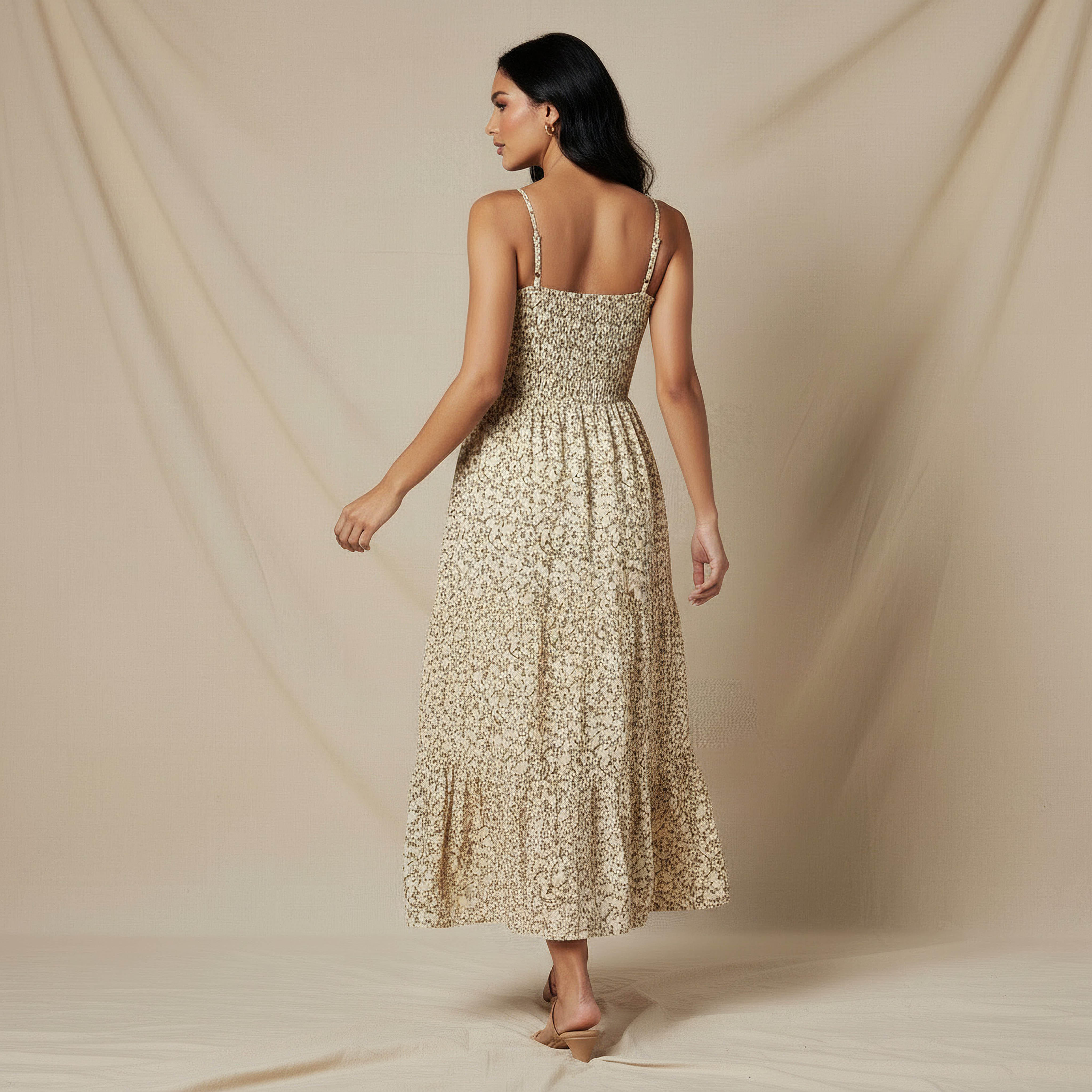 Floral Print Tiered Women Dress with Smocked Detail-women-clothing-dresses-image-3
