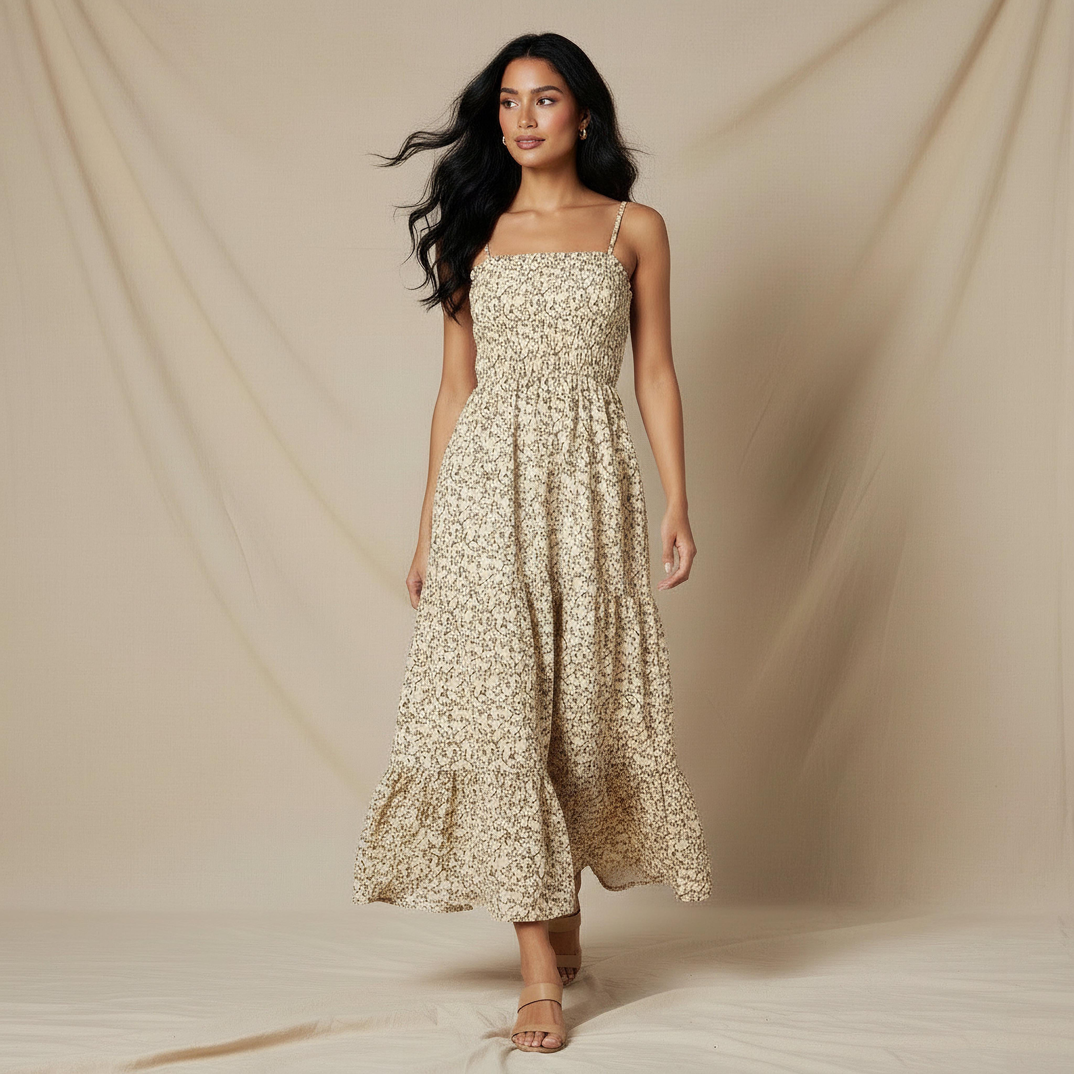 Floral Print Tiered Women Dress with Smocked Detail-women-clothing-dresses-image-5