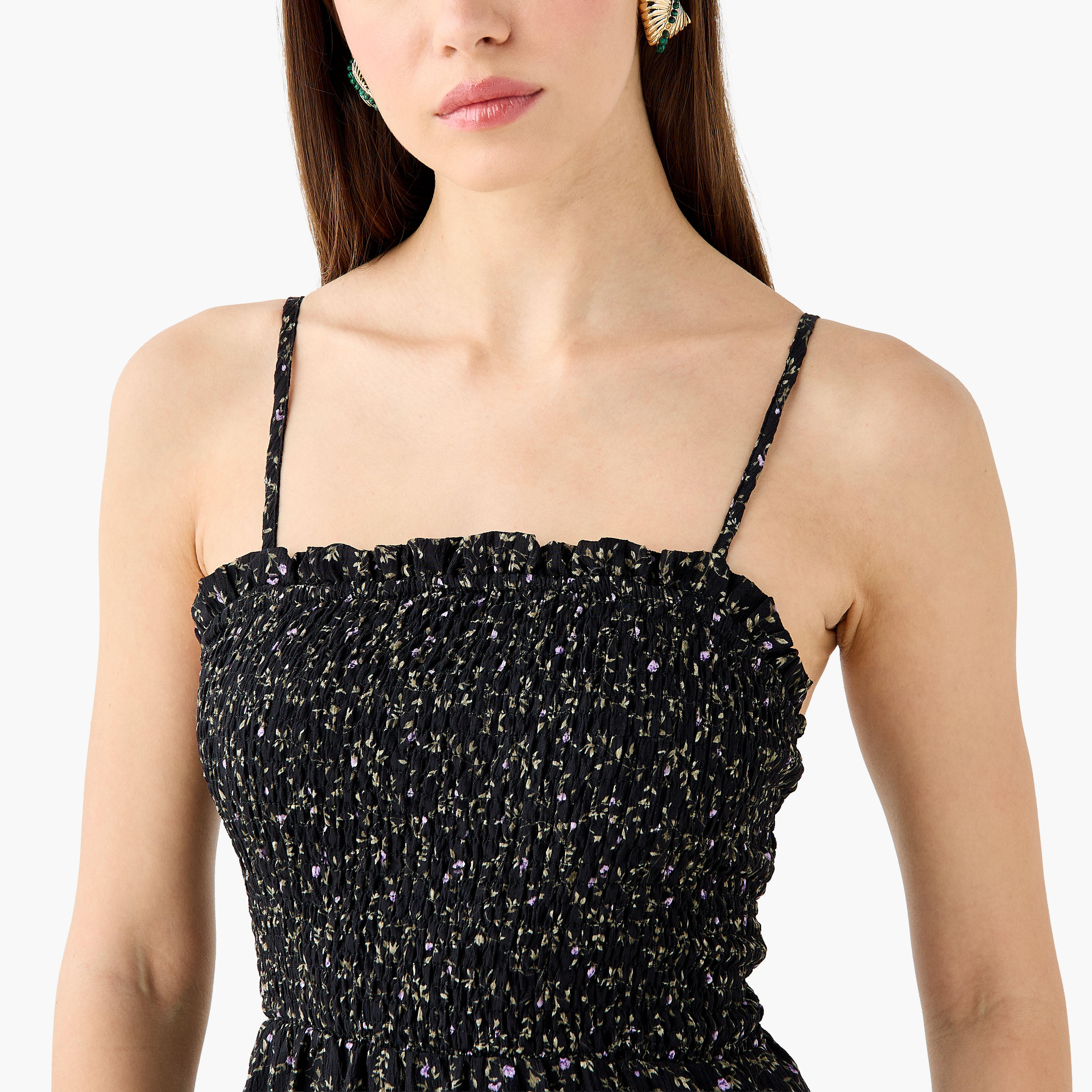 Floral Print Tiered Women Dress with Smocked Detail-women-clothing-dresses-image-3