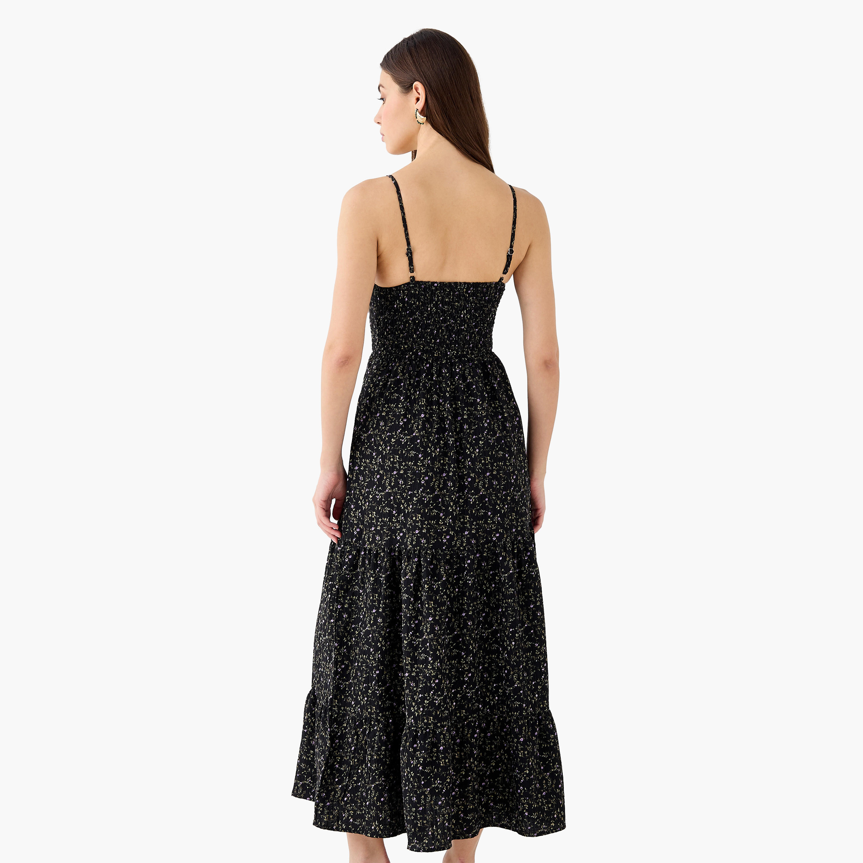 Floral Print Tiered Women Dress with Smocked Detail-women-clothing-dresses-image-4