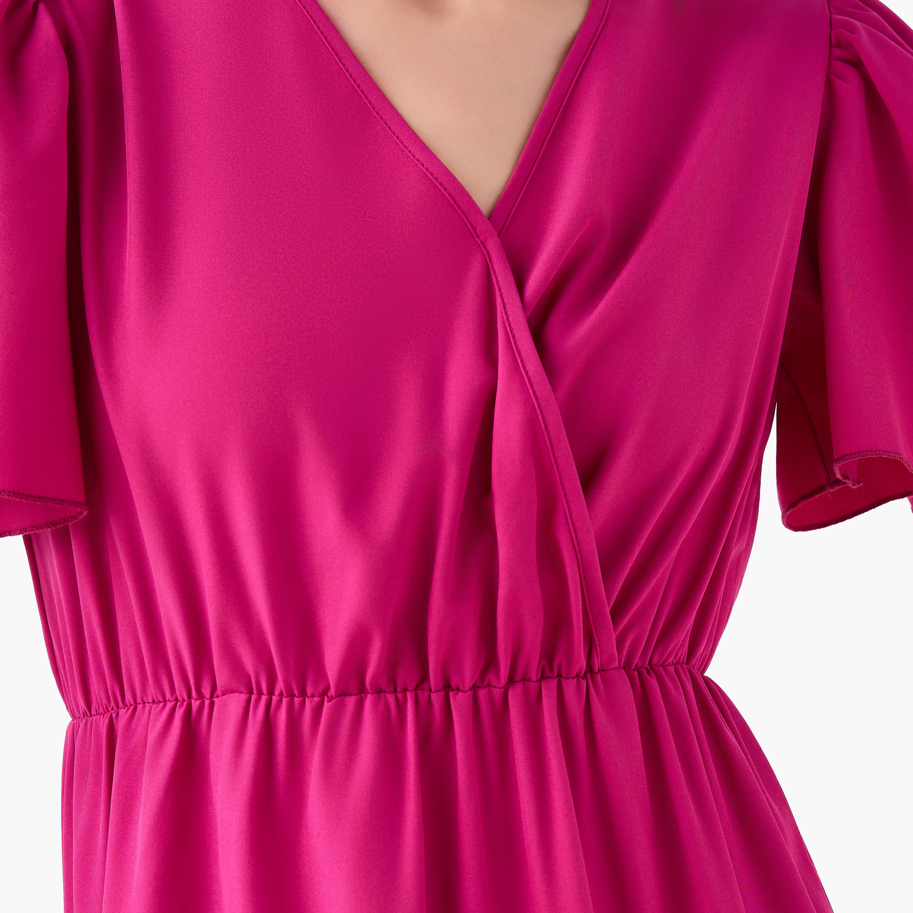 فستان ميدي لف بطبقات وبياقة V-women-clothing-dresses-image-2