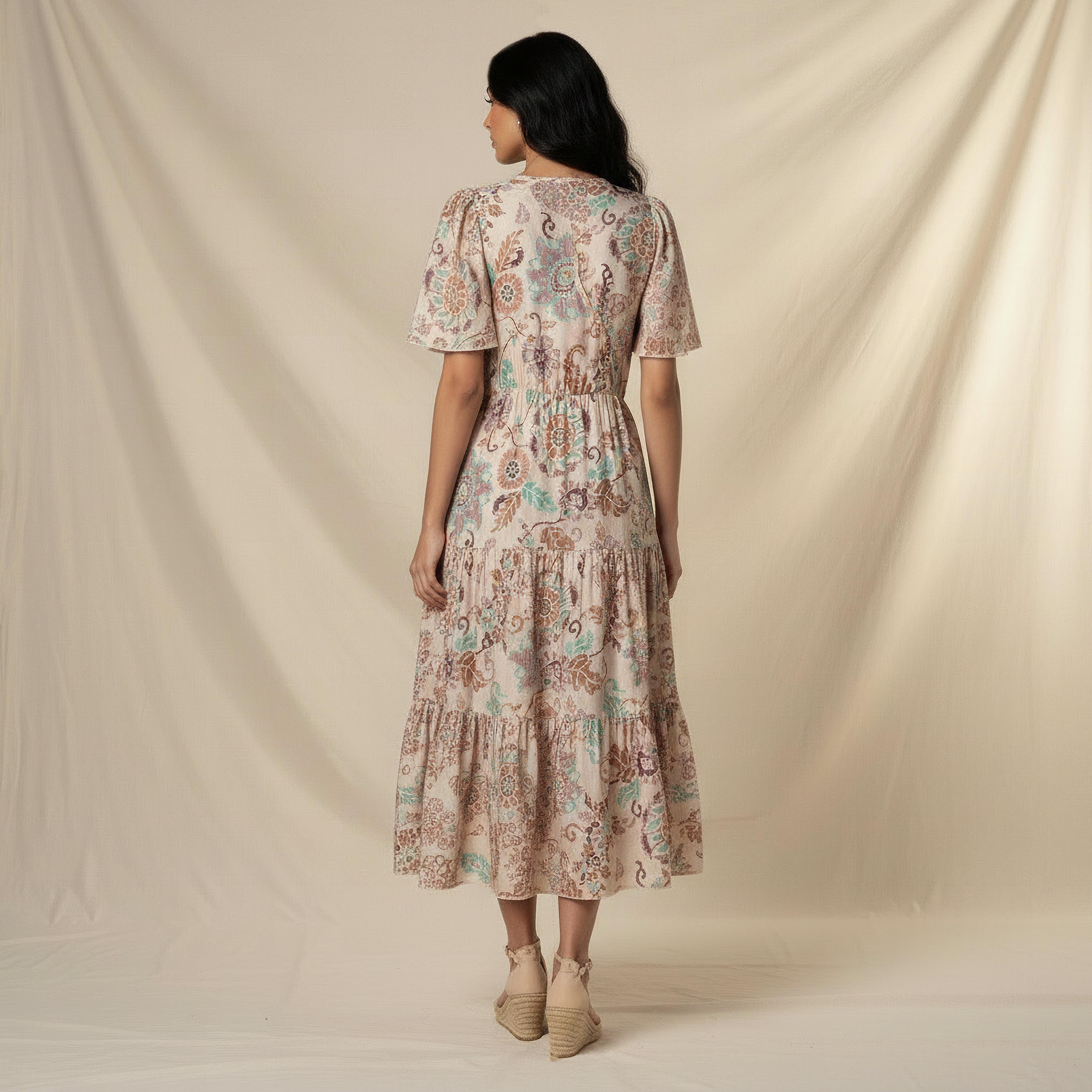 فستان فيسكوز ميدي ملفوف متعدد الطبقات بطبعات زهور-women-clothing-dresses-image-3