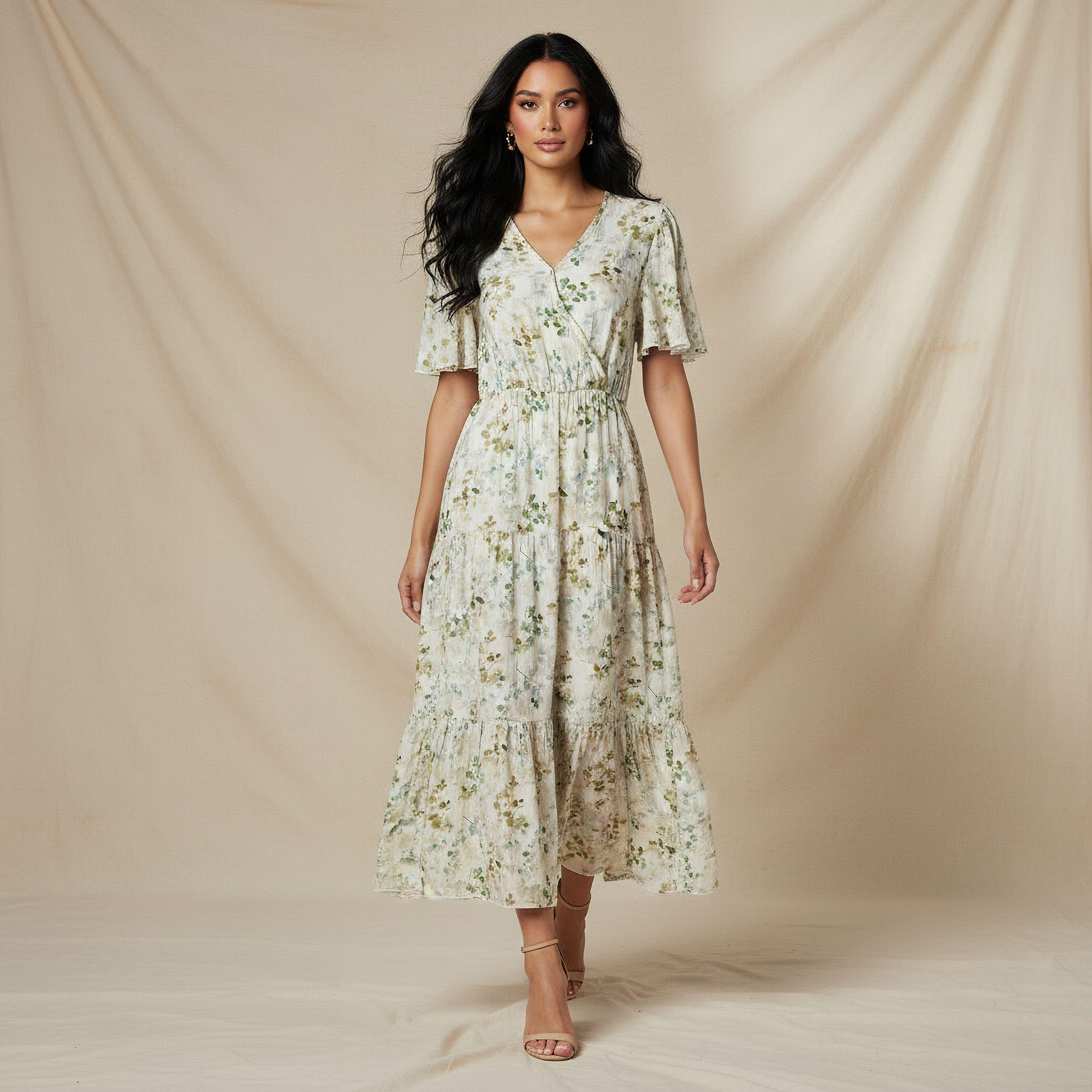 فستان فيسكوز ميدي ملفوف متعدد الطبقات بطبعات زهور-women-clothing-dresses-image-1