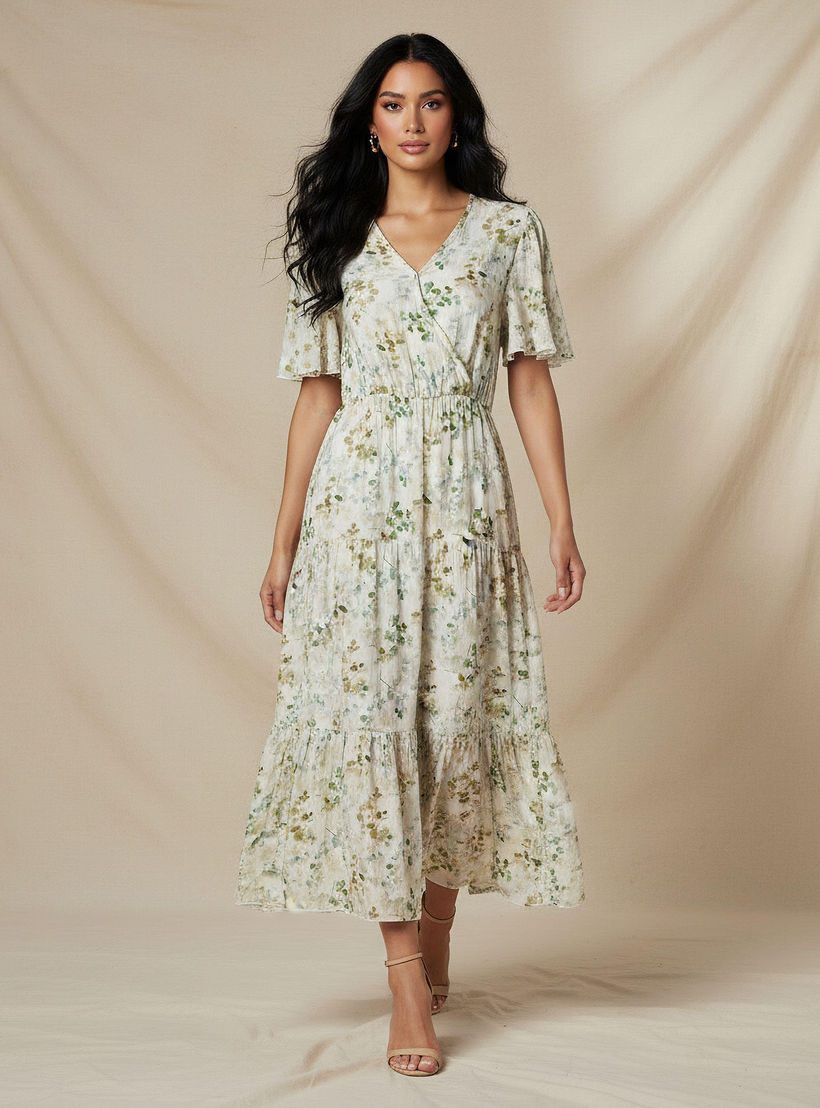 فستان فيسكوز ميدي ملفوف متعدد الطبقات بطبعات زهور-women-clothing-dresses-image-1
