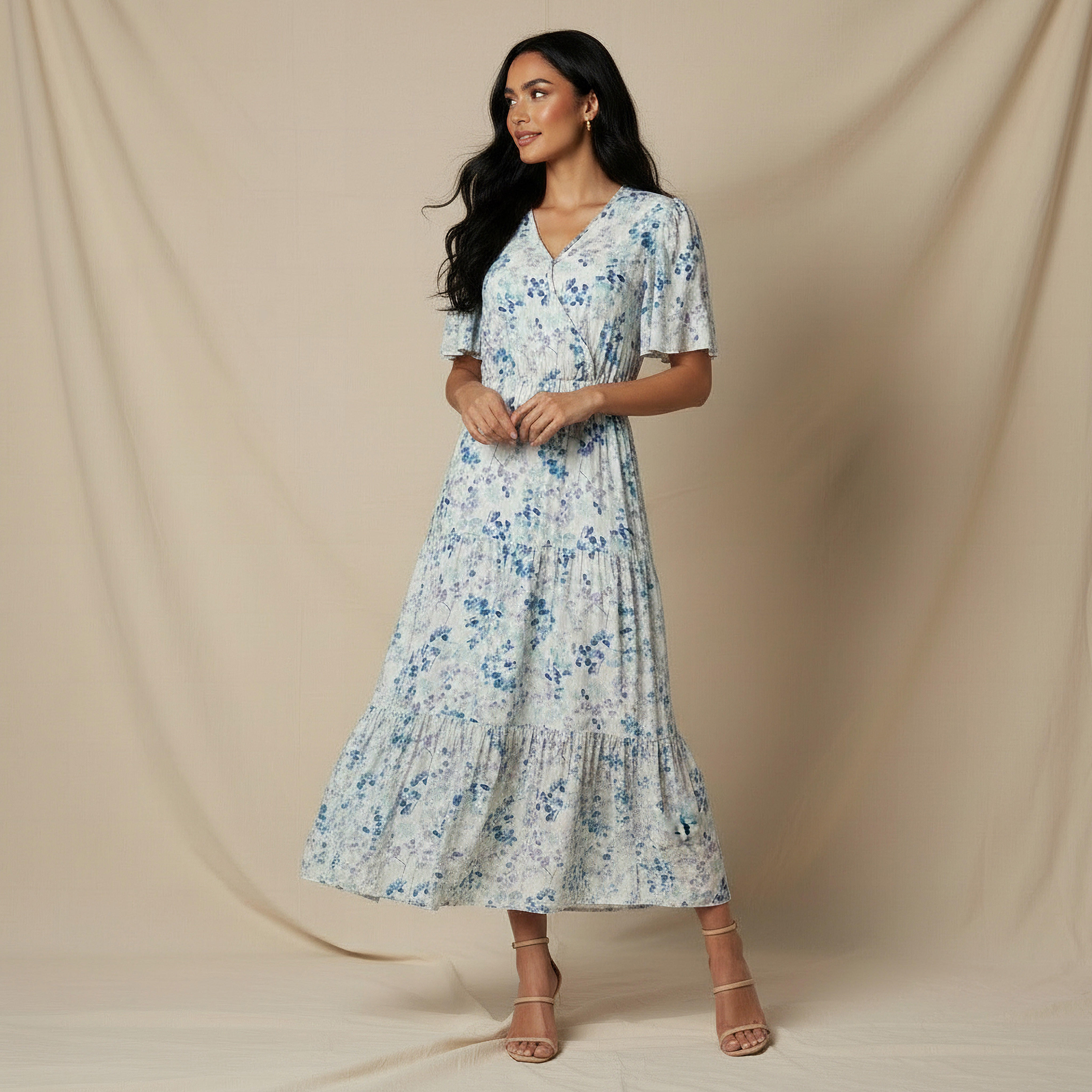 Tiered Midi Viscose Wrap Dress with Floral Print-women-clothing-dresses-image-1