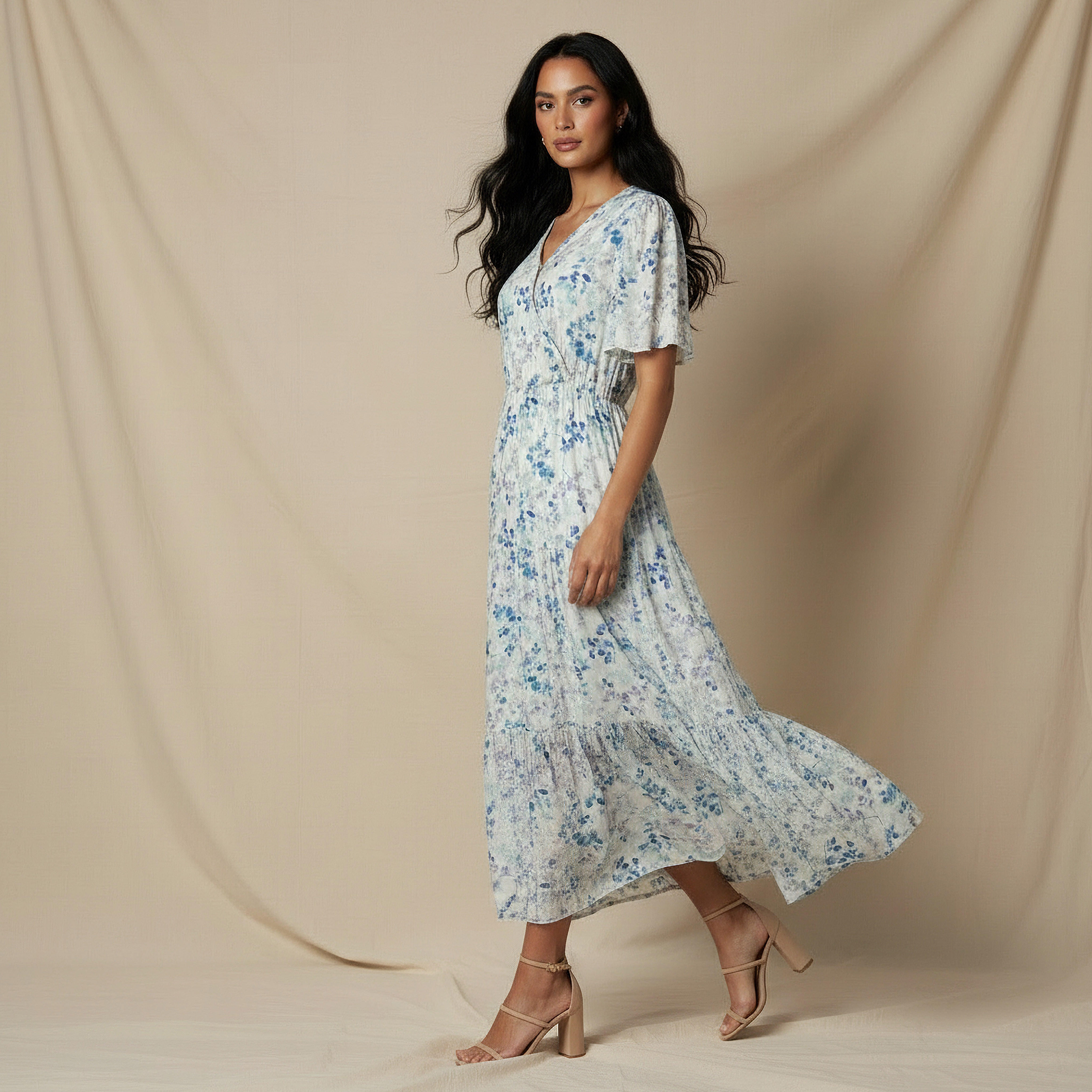 فستان فيسكوز ميدي ملفوف متعدد الطبقات بطبعات زهور-women-clothing-dresses-image-2
