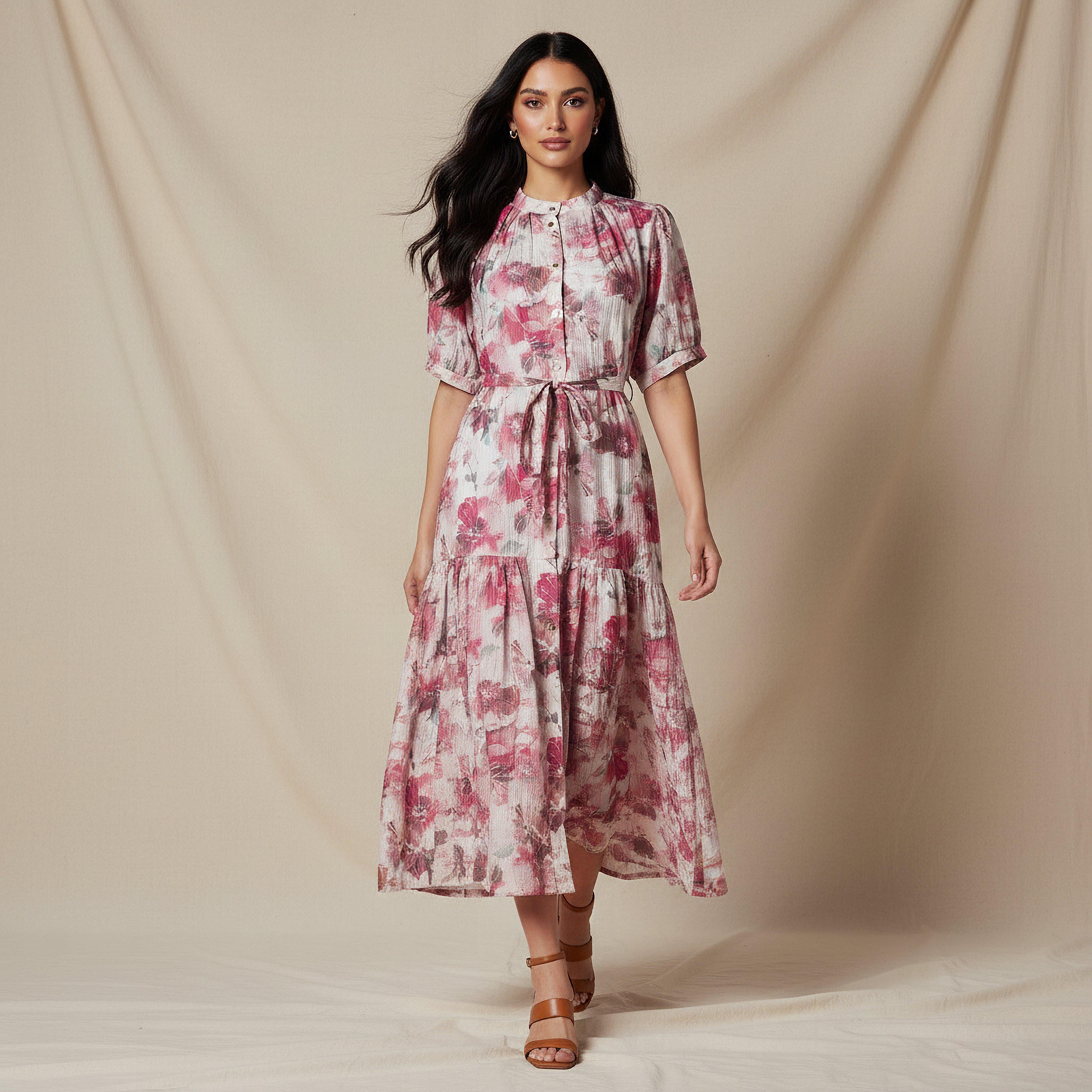 فستان ميدي فيسكوز طبقات بحزام وطبعات-women-clothing-dresses-image-1