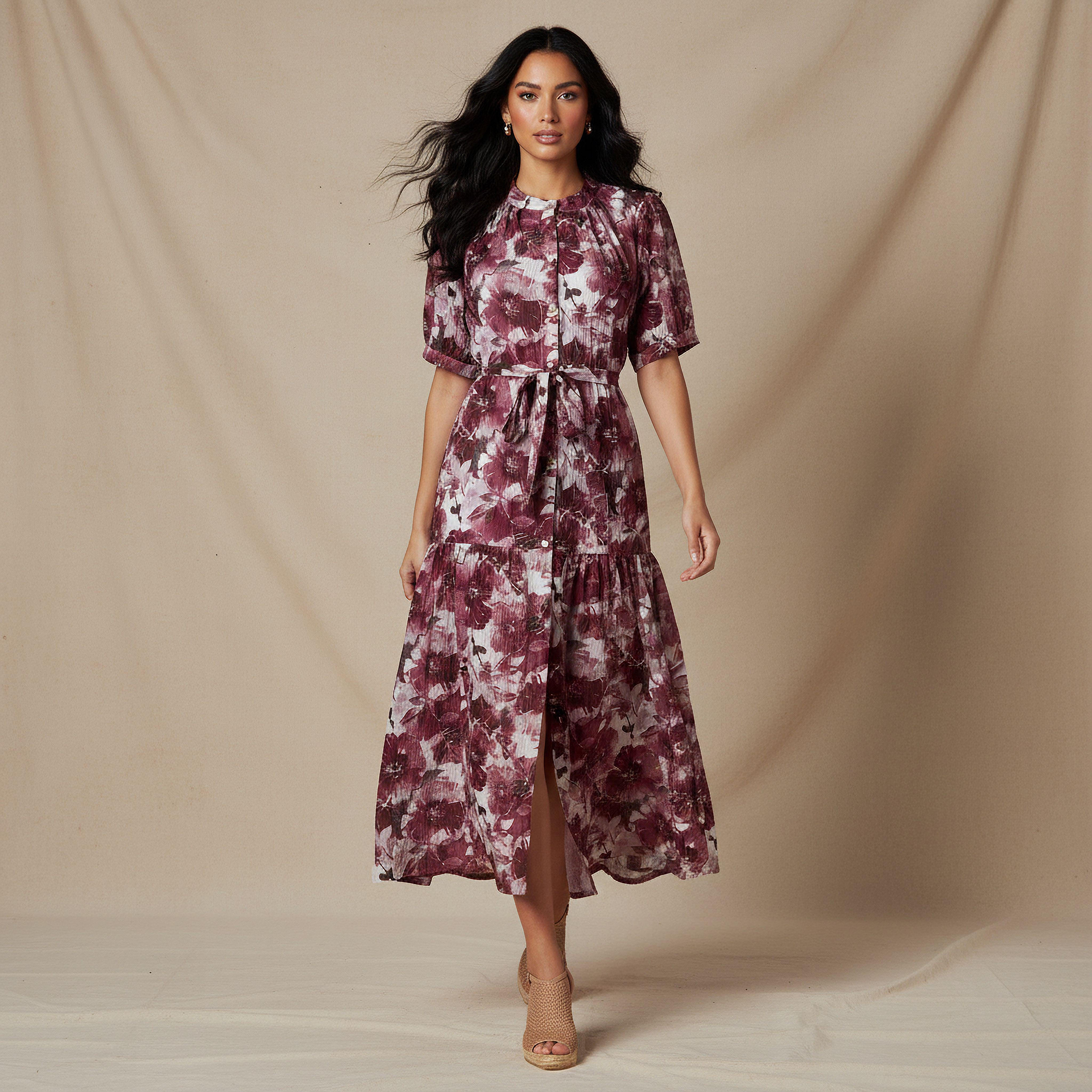 فستان ميدي فيسكوز طبقات بحزام وطبعات-women-clothing-dresses-image-1
