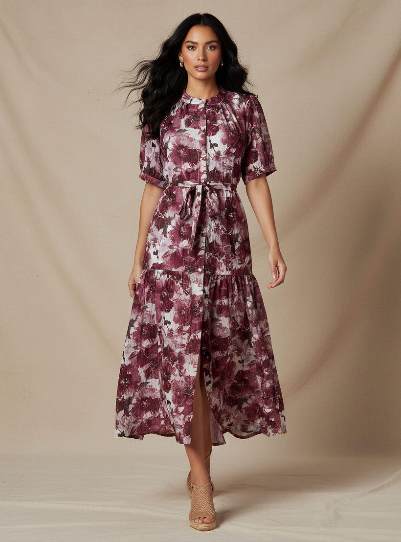 فستان ميدي فيسكوز طبقات بحزام وطبعات-women-clothing-dresses-image-1