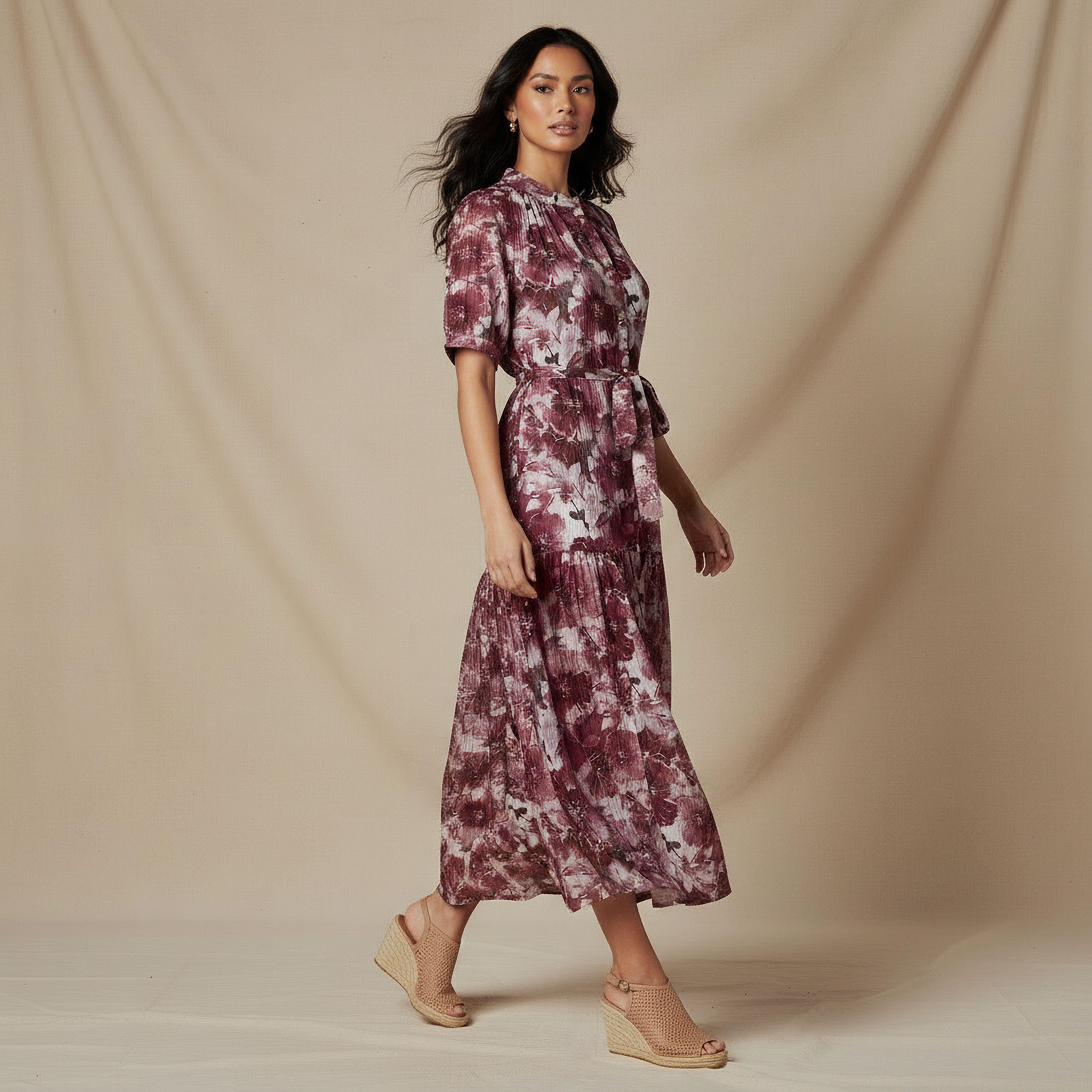 Tiered Midi Viscose Belted Dress with Abstract Print-PROMO_SP_KSA_7_BUY2FORSAR199_130625-image-2