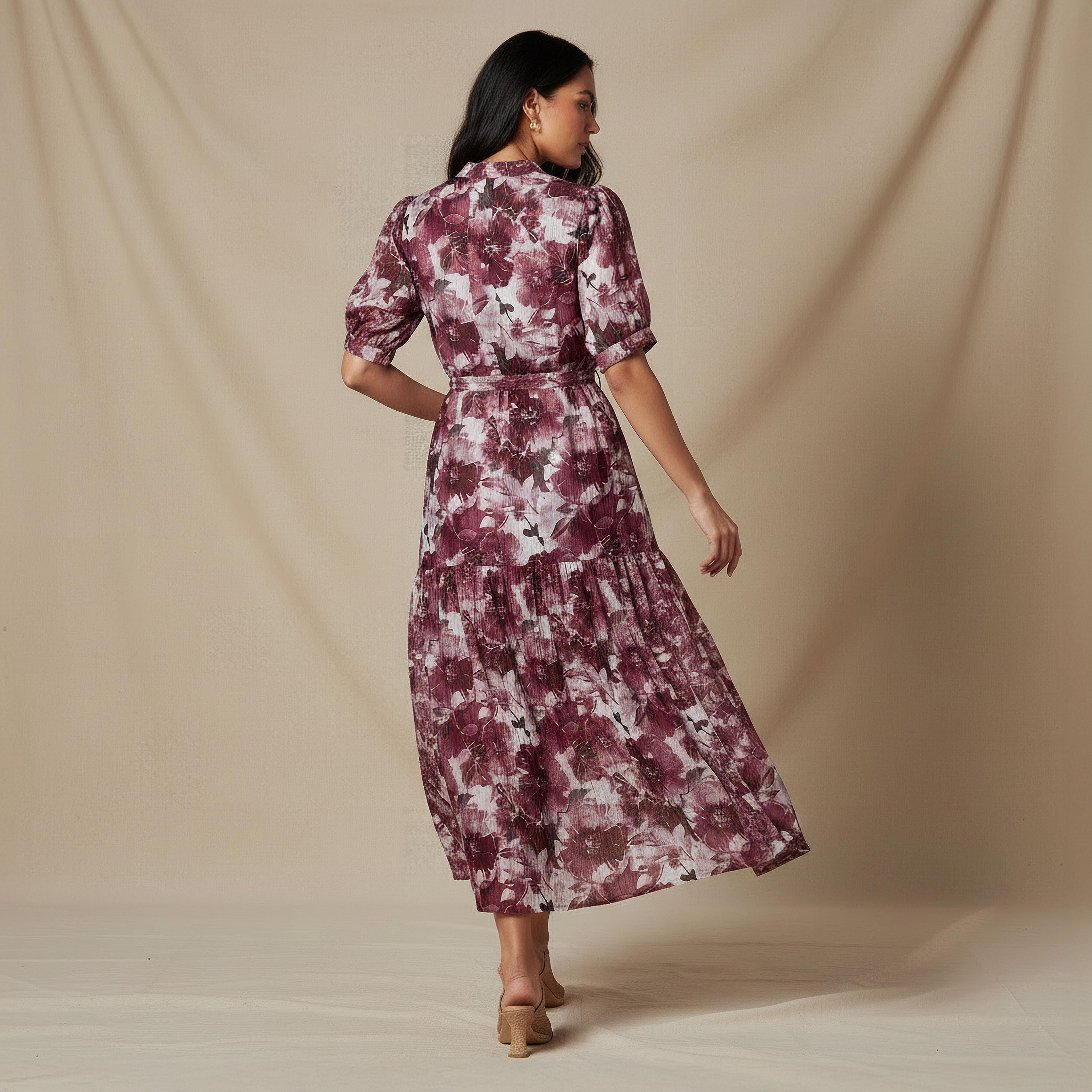 Tiered Midi Viscose Belted Dress with Abstract Print-PROMO_SP_KSA_7_BUY2FORSAR199_130625-image-3