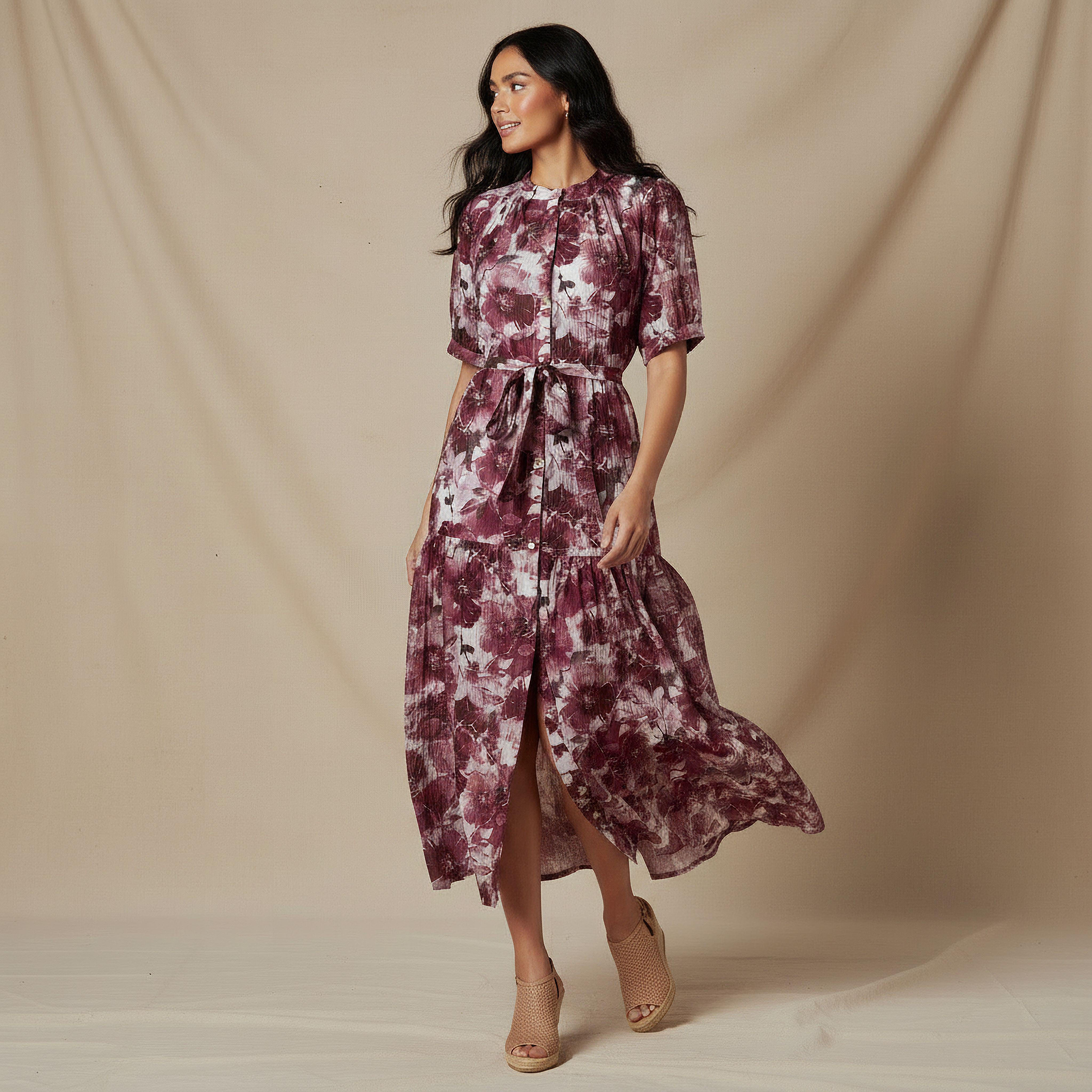 Tiered Midi Viscose Belted Dress with Abstract Print-PROMO_SP_KSA_7_BUY2FORSAR199_130625-image-5