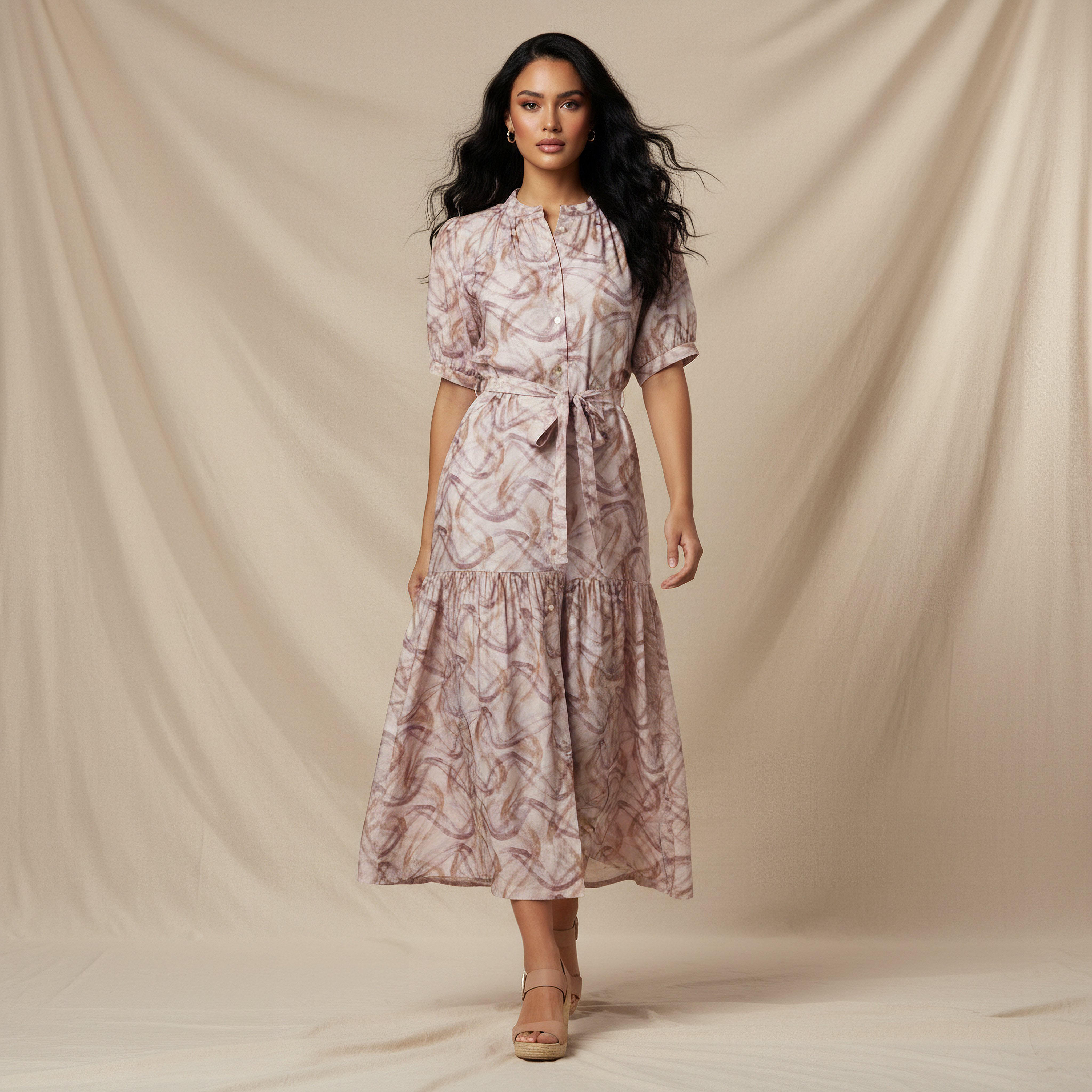 فستان ميدي فيسكوز طبقات بحزام وطبعات-women-clothing-dresses-image-1