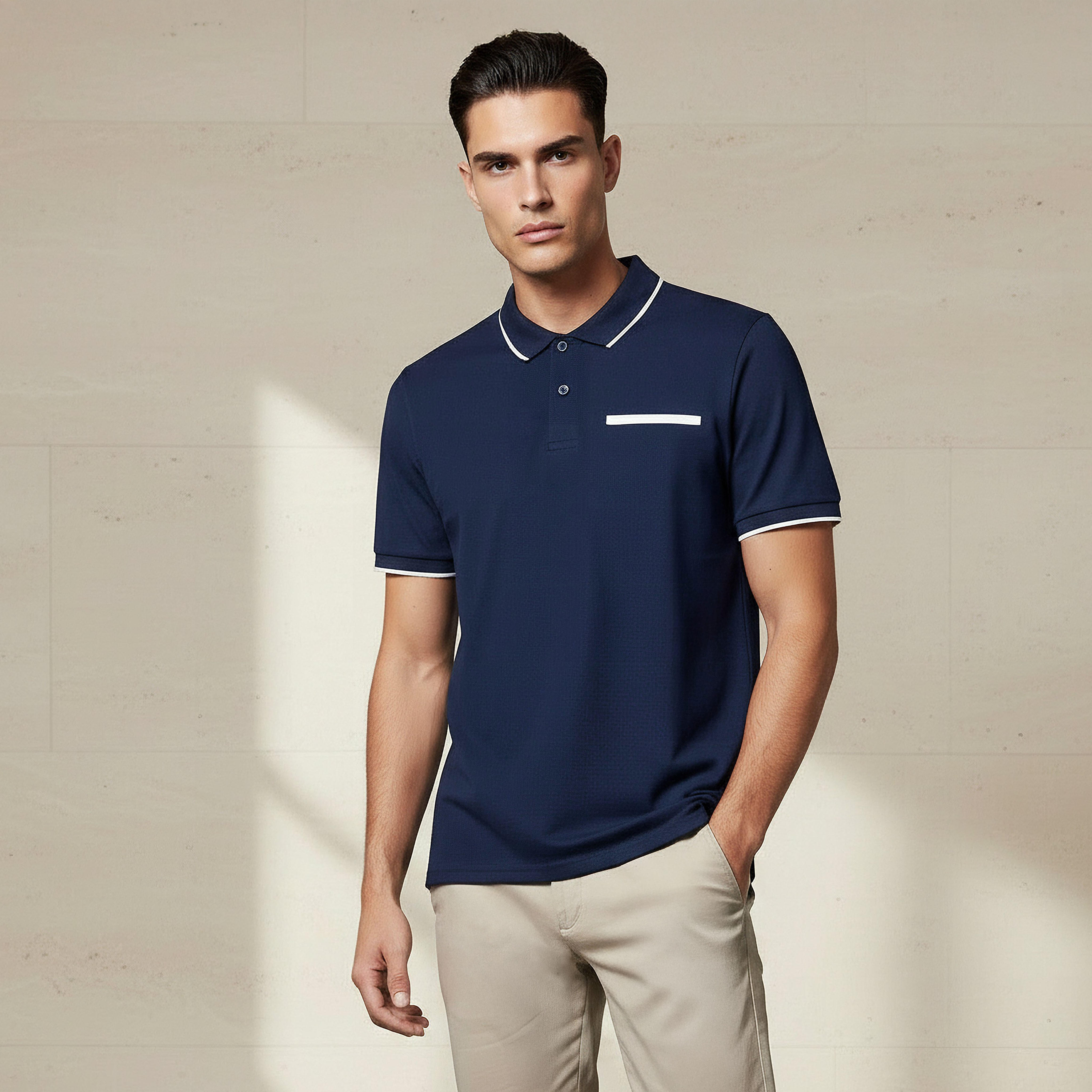 Men Short Sleeves Textured Pique Polo T-shirt-men-clothing-tshirtsandpolos-polos-image-1