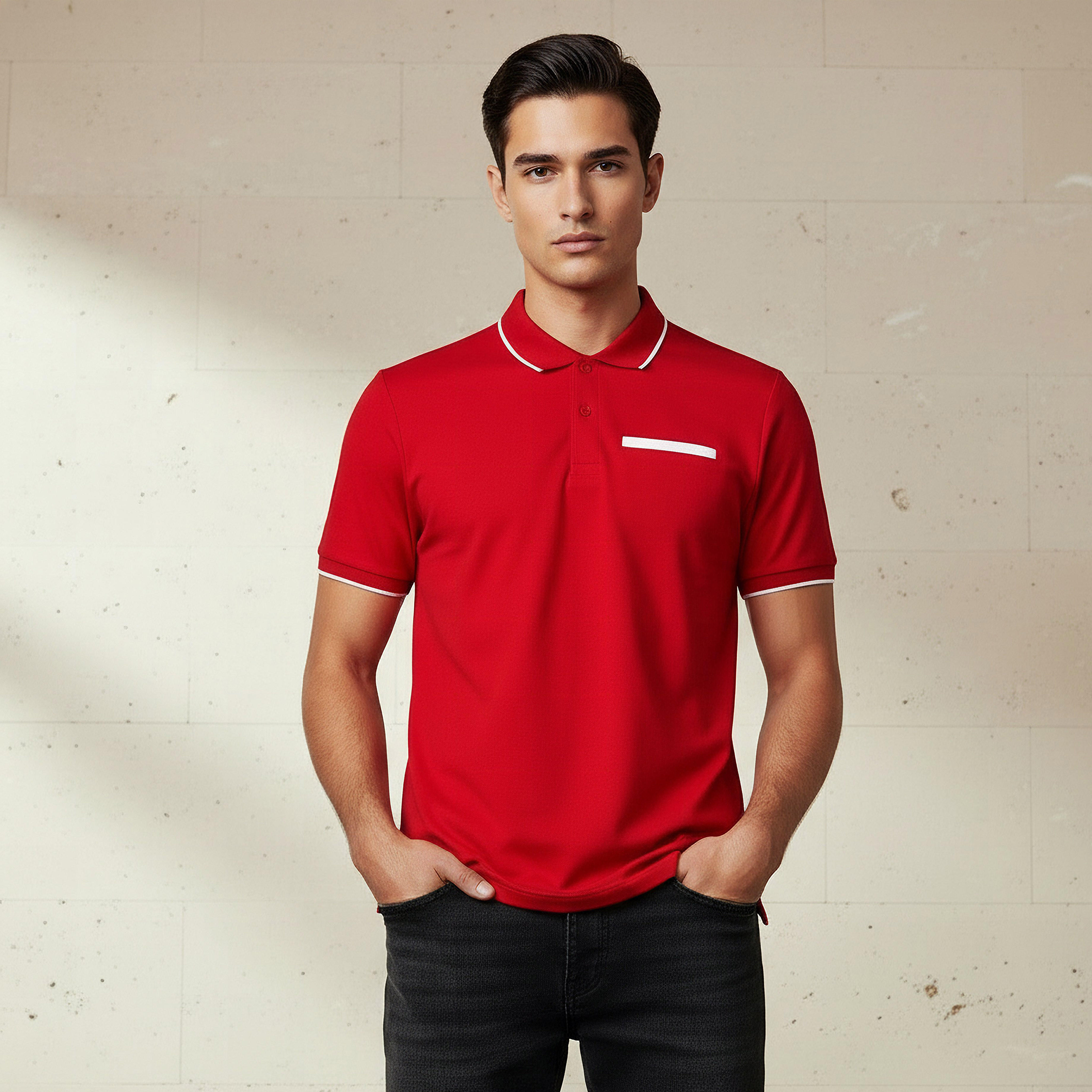 Men Short Sleeves Textured Pique Polo T-shirt-men-clothing-tshirtsandpolos-polos-image-1