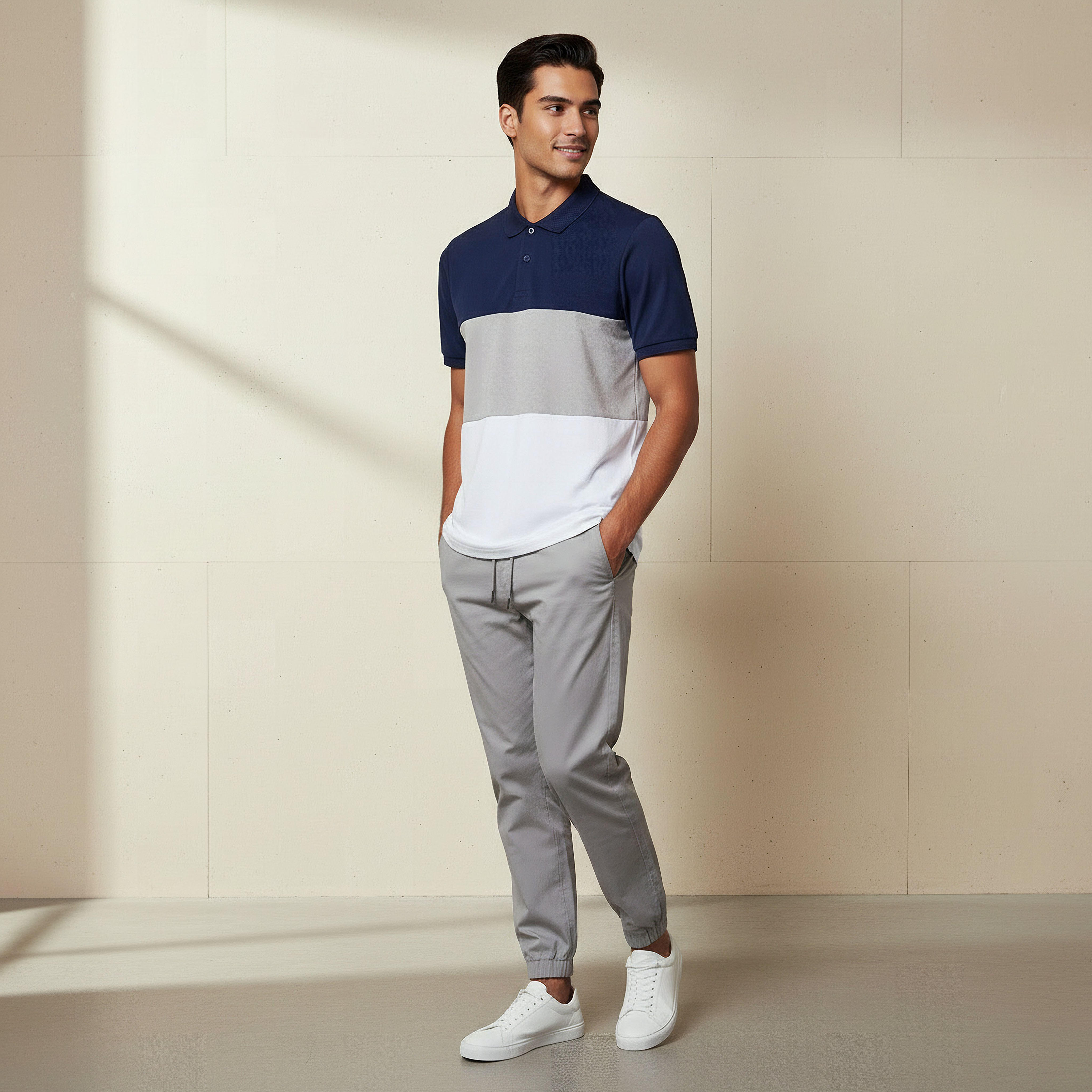Men Short Sleeves Colourblock Pique Polo T-shirt-men-clothing-tshirtsandpolos-polos-image-2