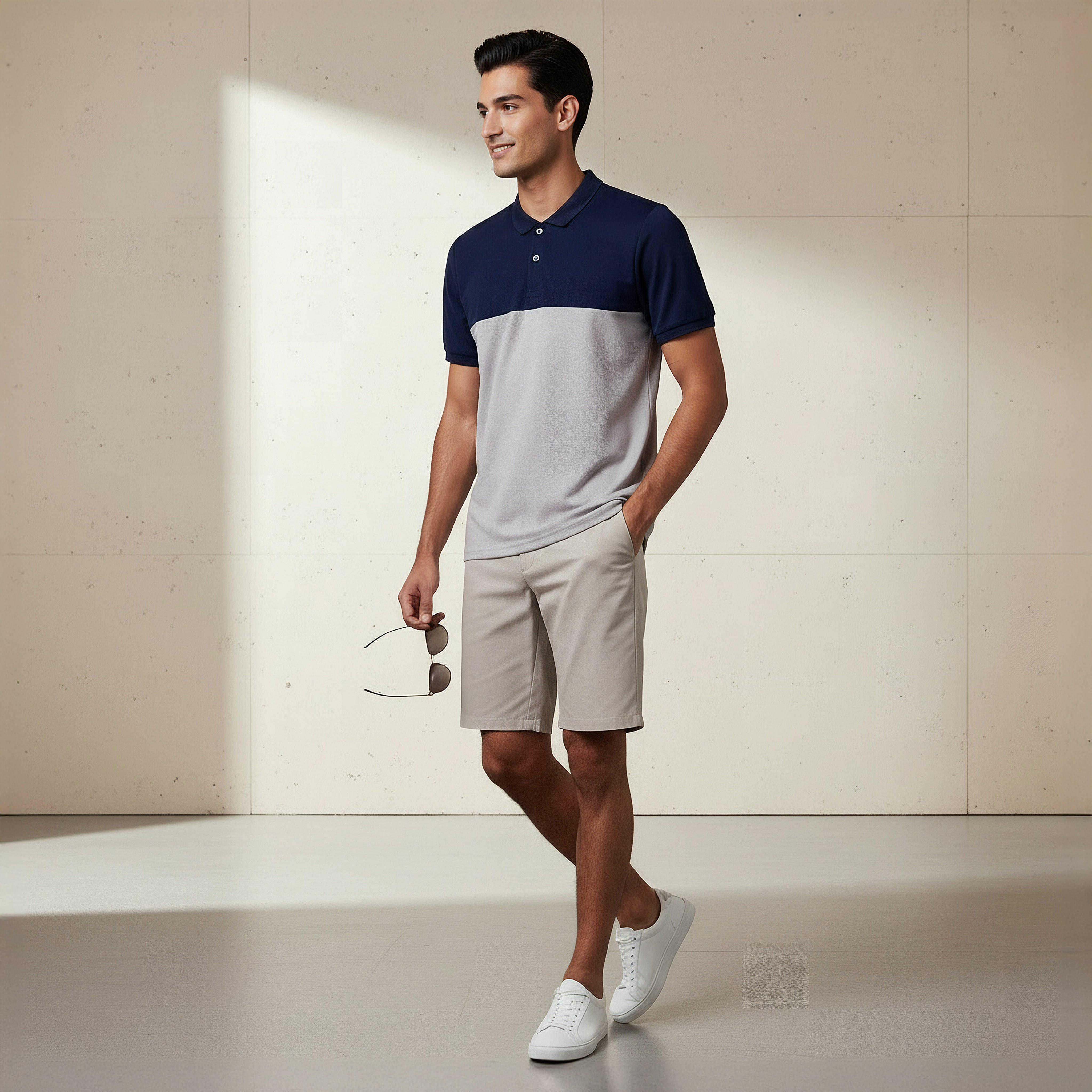 Men Short Sleeves Colourblock Pique Polo T-shirt-men-clothing-tshirtsandpolos-polos-image-2