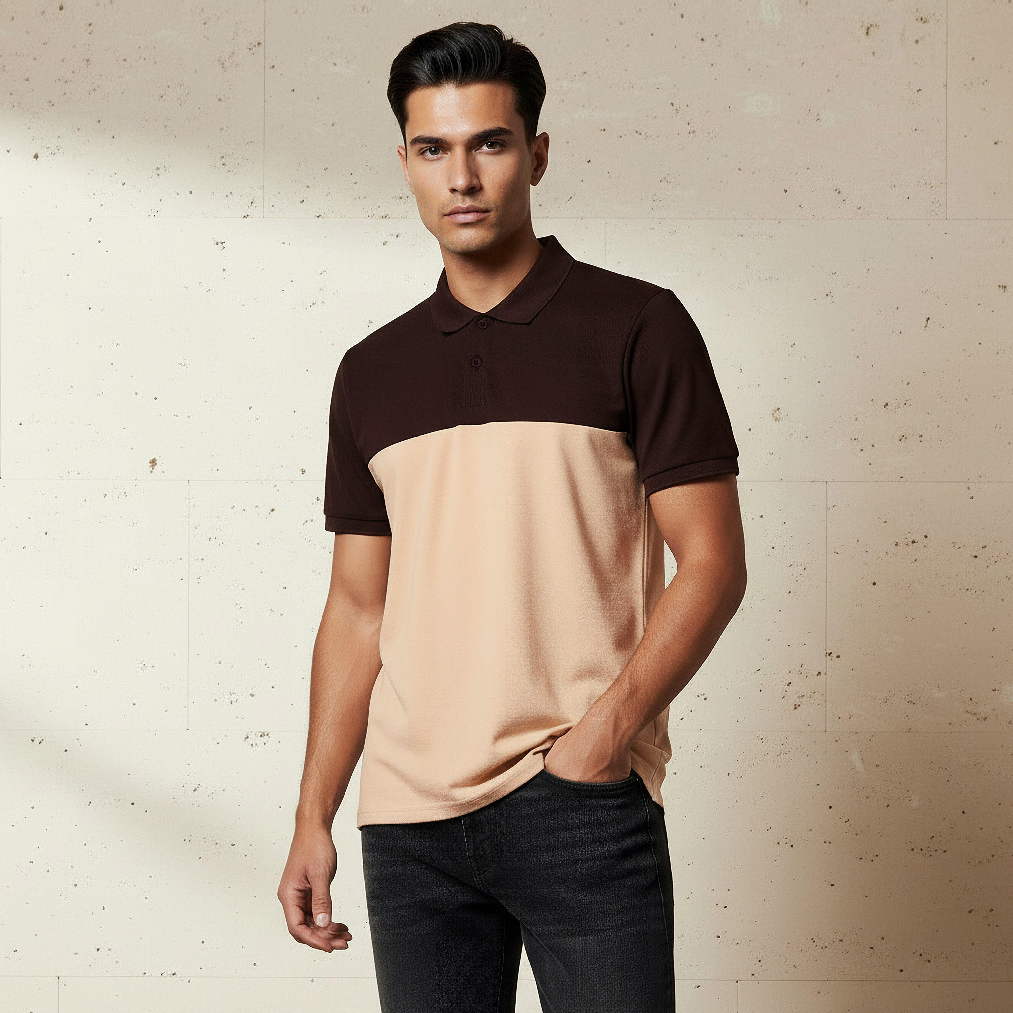 Men Short Sleeves Colourblock Pique Polo T-shirt-men-clothing-tshirtsandpolos-polos-image-1