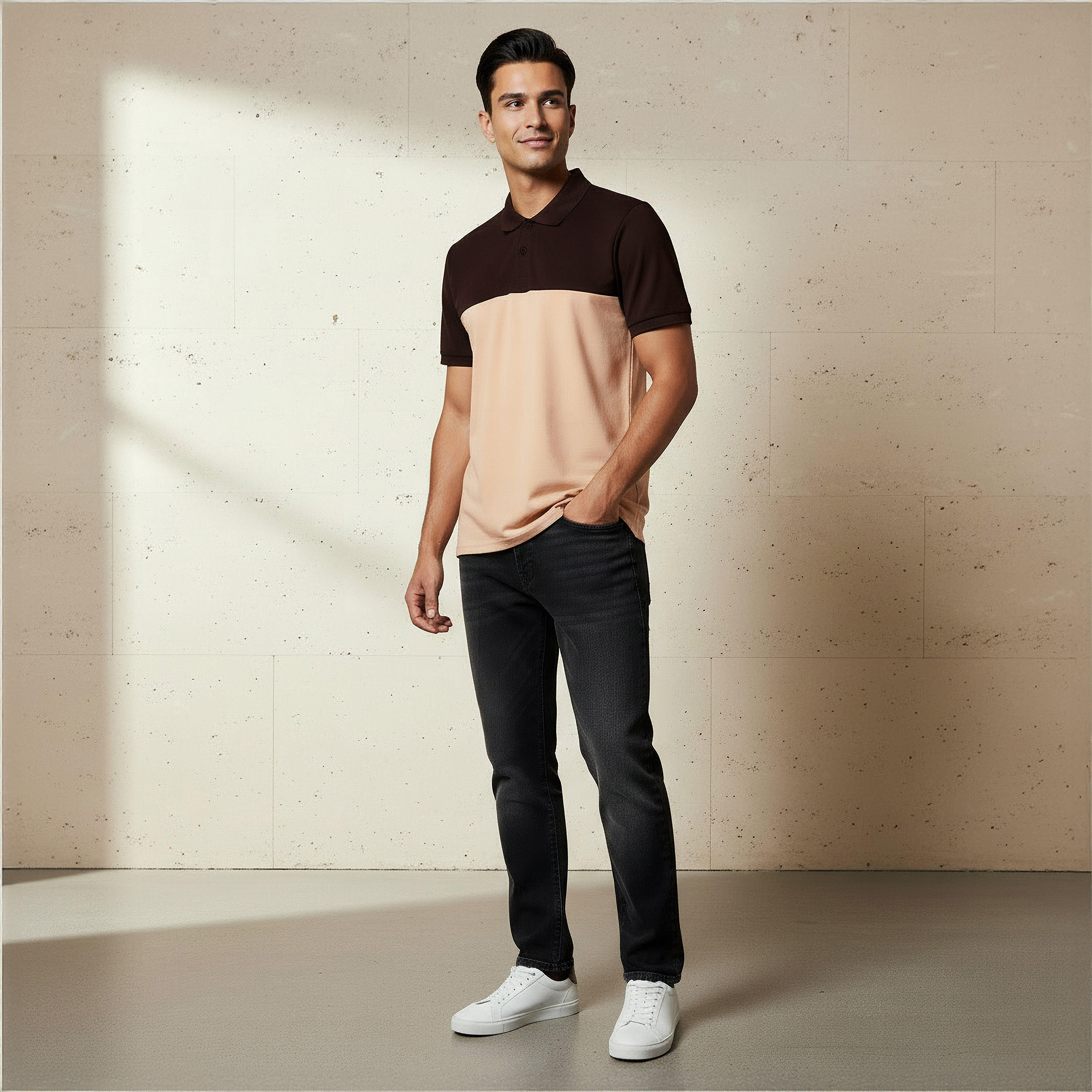 Men Short Sleeves Colourblock Pique Polo T-shirt-men-clothing-tshirtsandpolos-polos-image-2