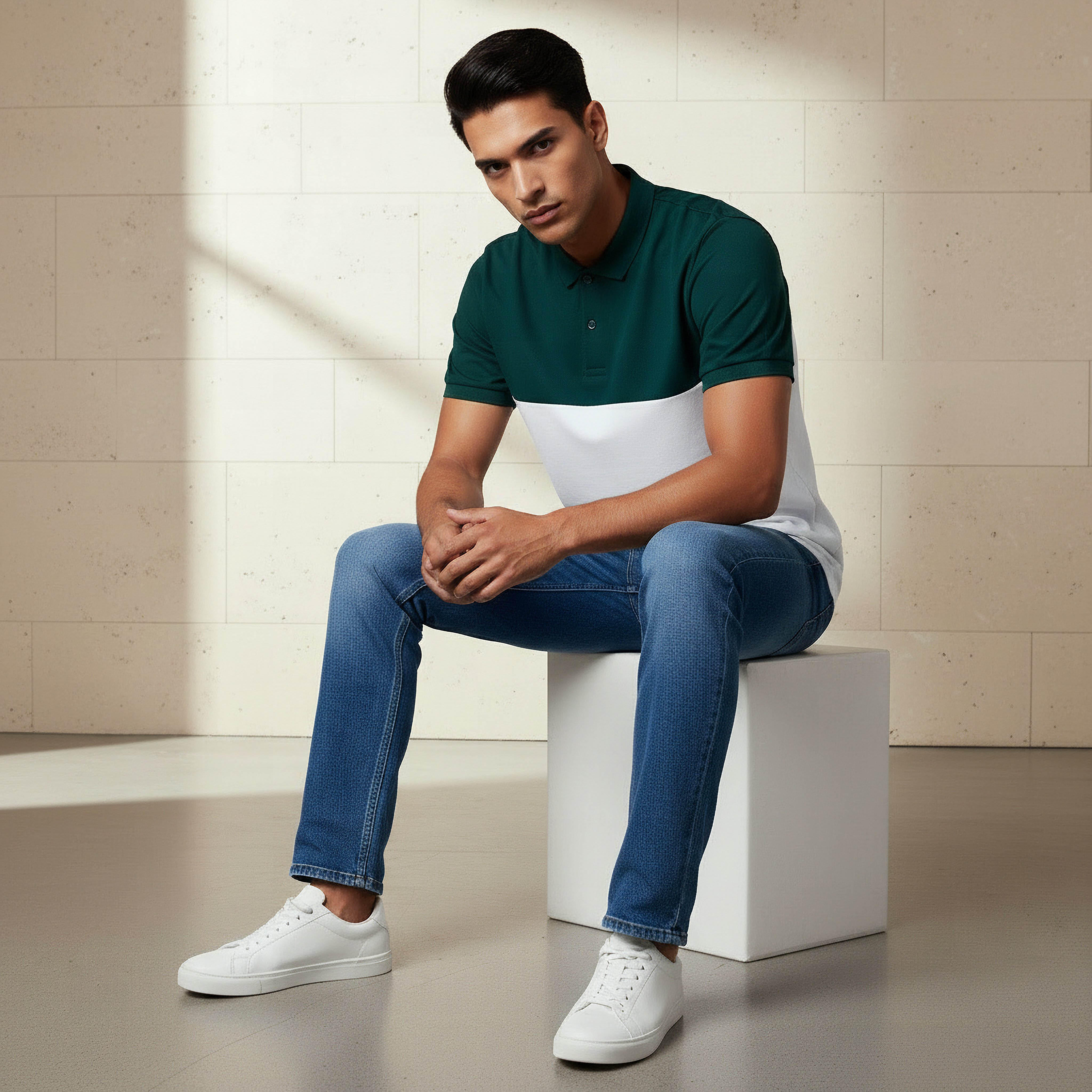 Men Short Sleeves Colourblock Pique Polo T-shirt-men-clothing-tshirtsandpolos-polos-image-2