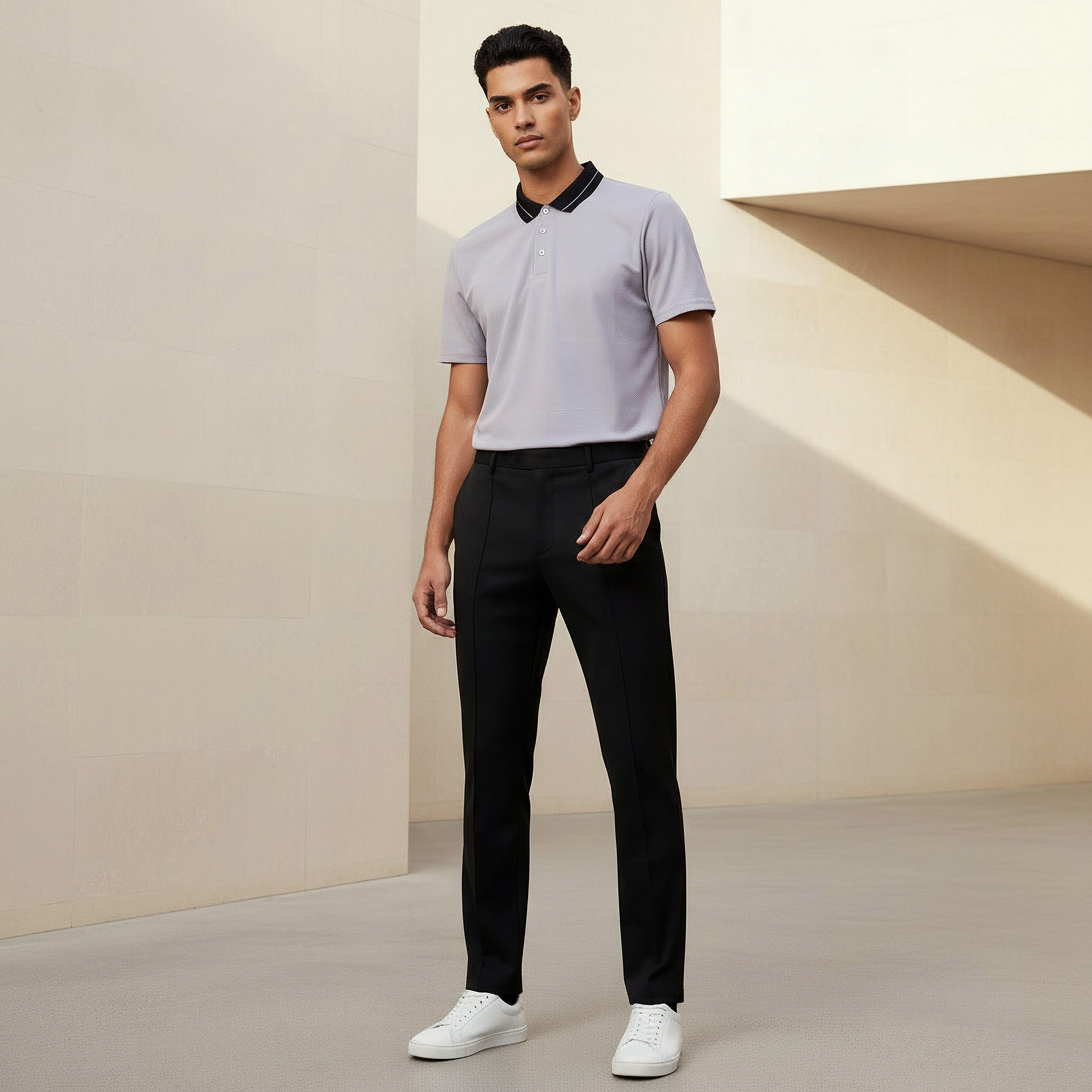 Men Short Sleeves Contrast Collar Pique Polo T-shirt-men-clothing-tshirtsandpolos-polos-image-2